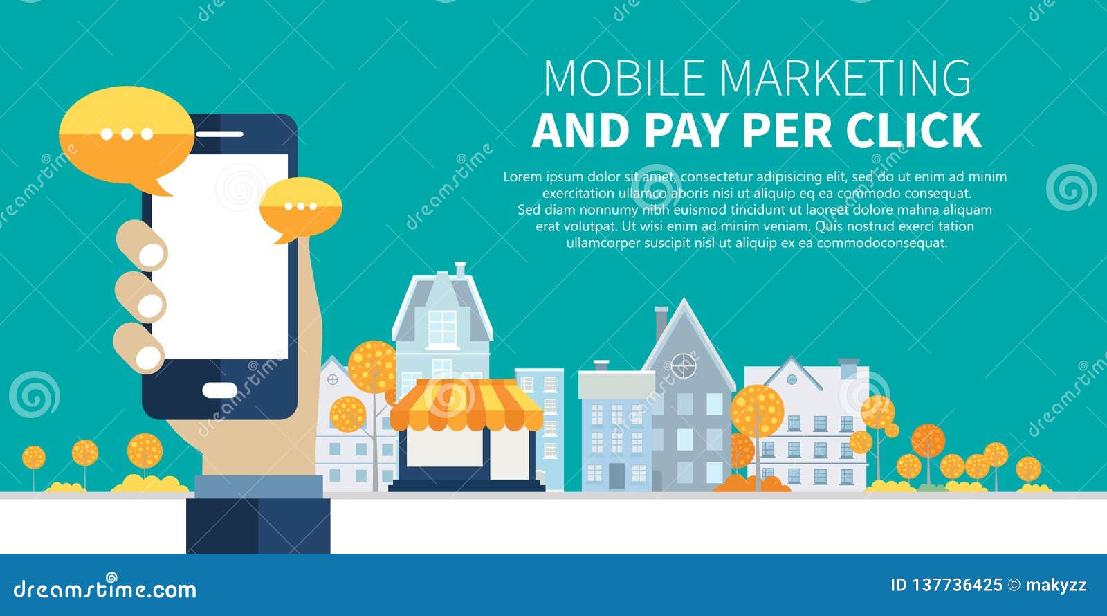 Mobile Marketing and Pay Per Click Web Banner. E-commerce, Shopping and