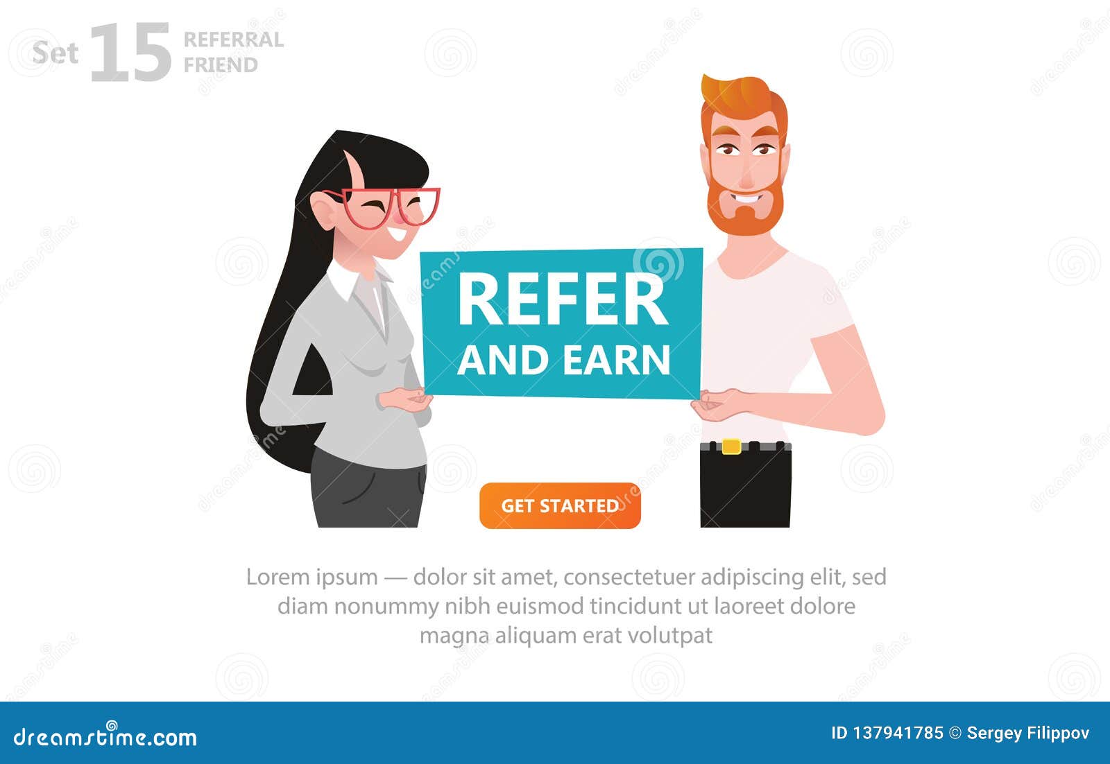 Refer And Earn, Refer A Friend Or Referral Marketing Concept. Suitable