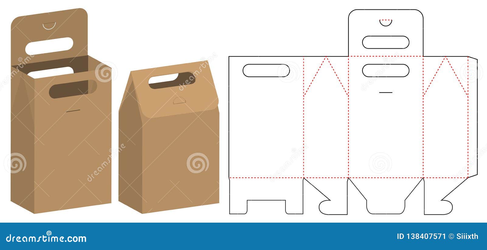 Paper Bag Packaging Die Cut Template Design. 3D Mock-Up Stock Vector -  Illustration Of Perspective, Mock: 138407571