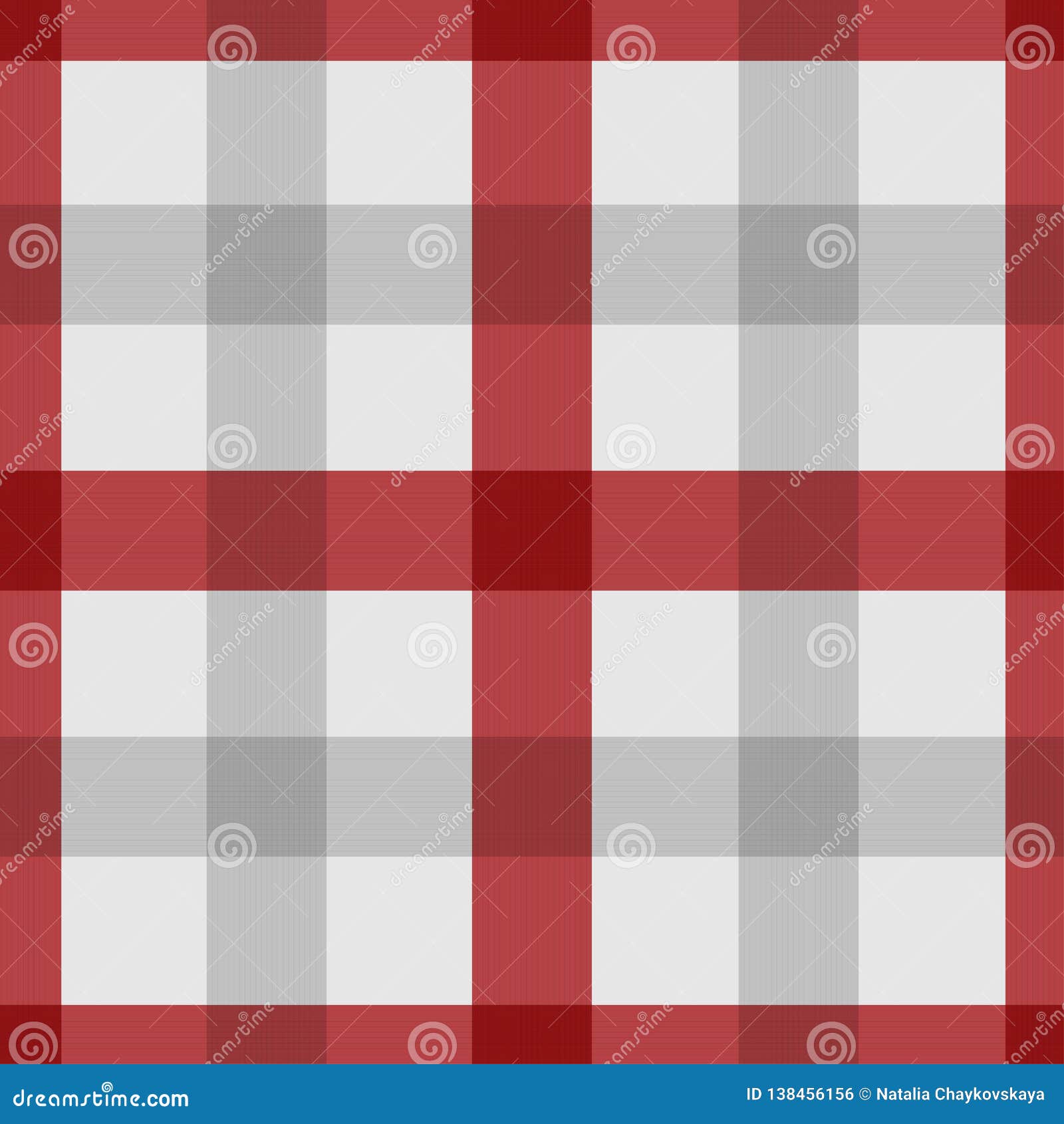Seamless Plaid Tablecloth Pattern Background, Red, Vector Illustration