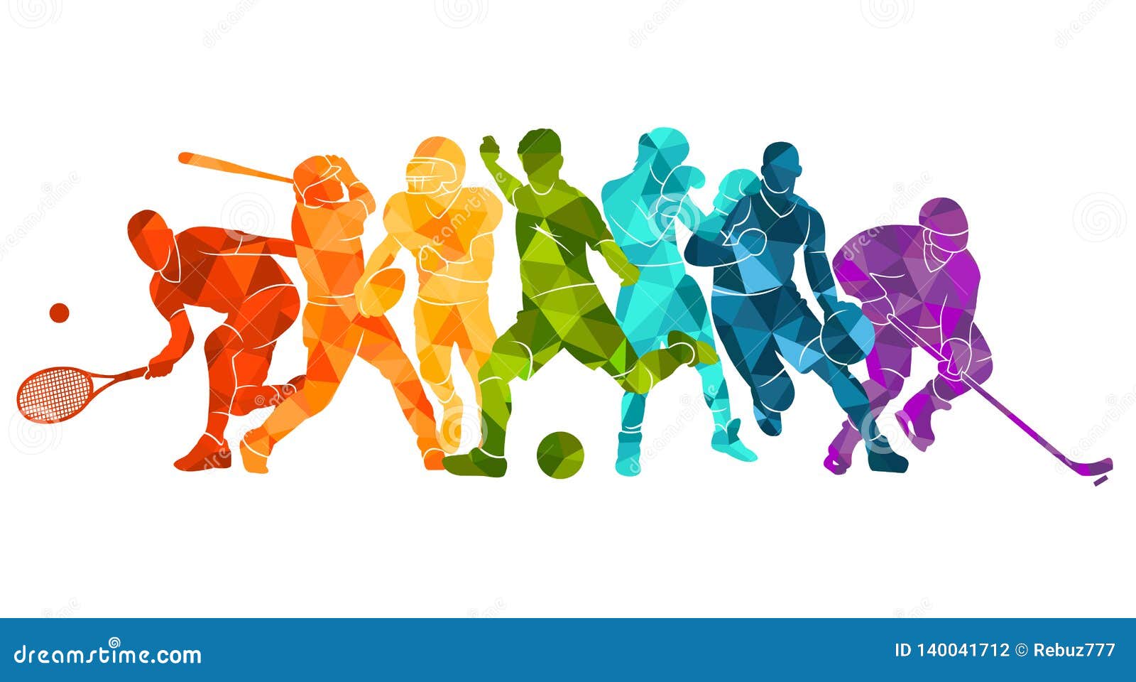 Color Sport Background. Football, Soccer, Basketball, Hockey, Box