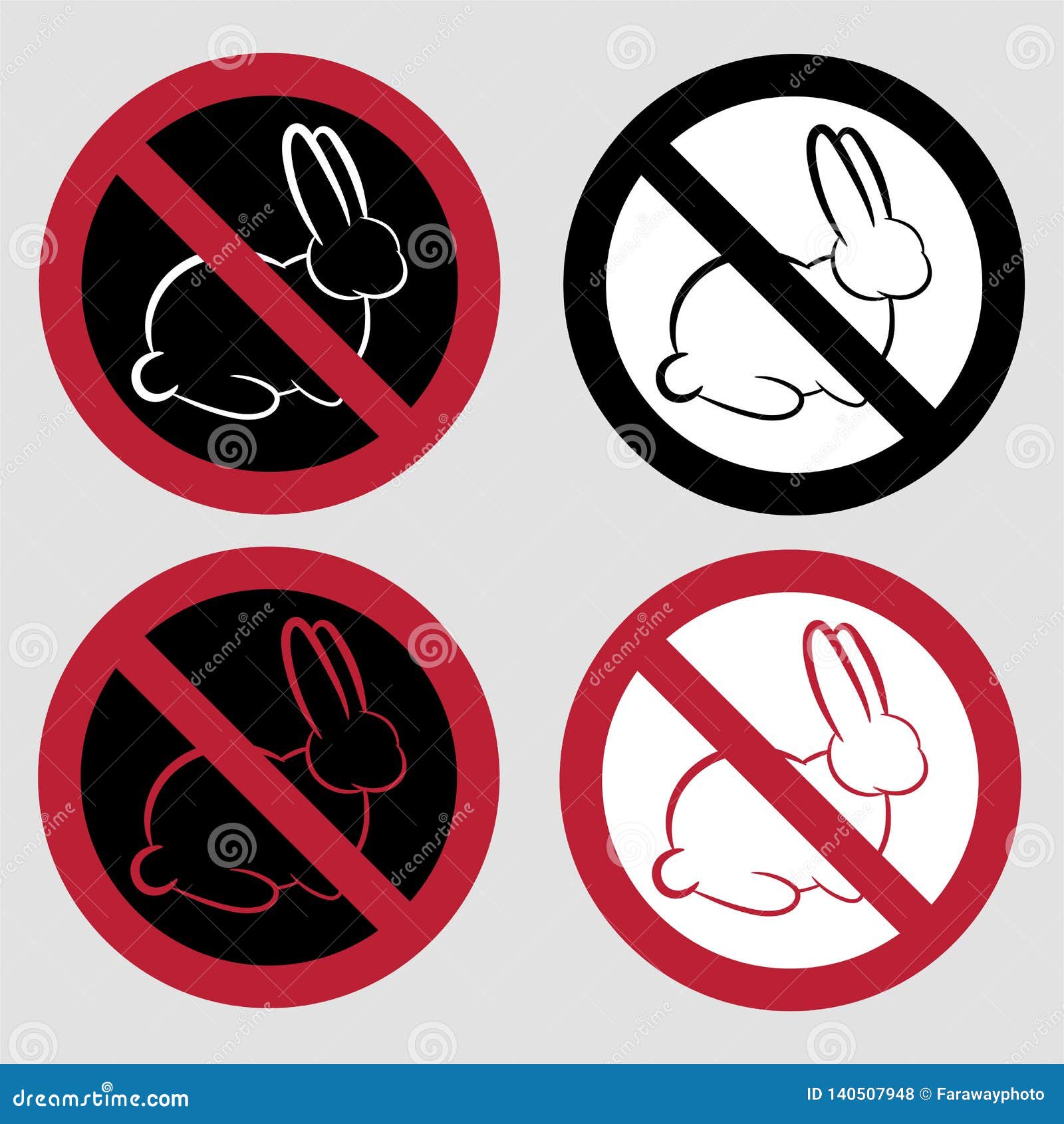 Download Set Of 4 Icons - No Testing On Animals. Stock Vector - Illustration of free, bunny: 140507948