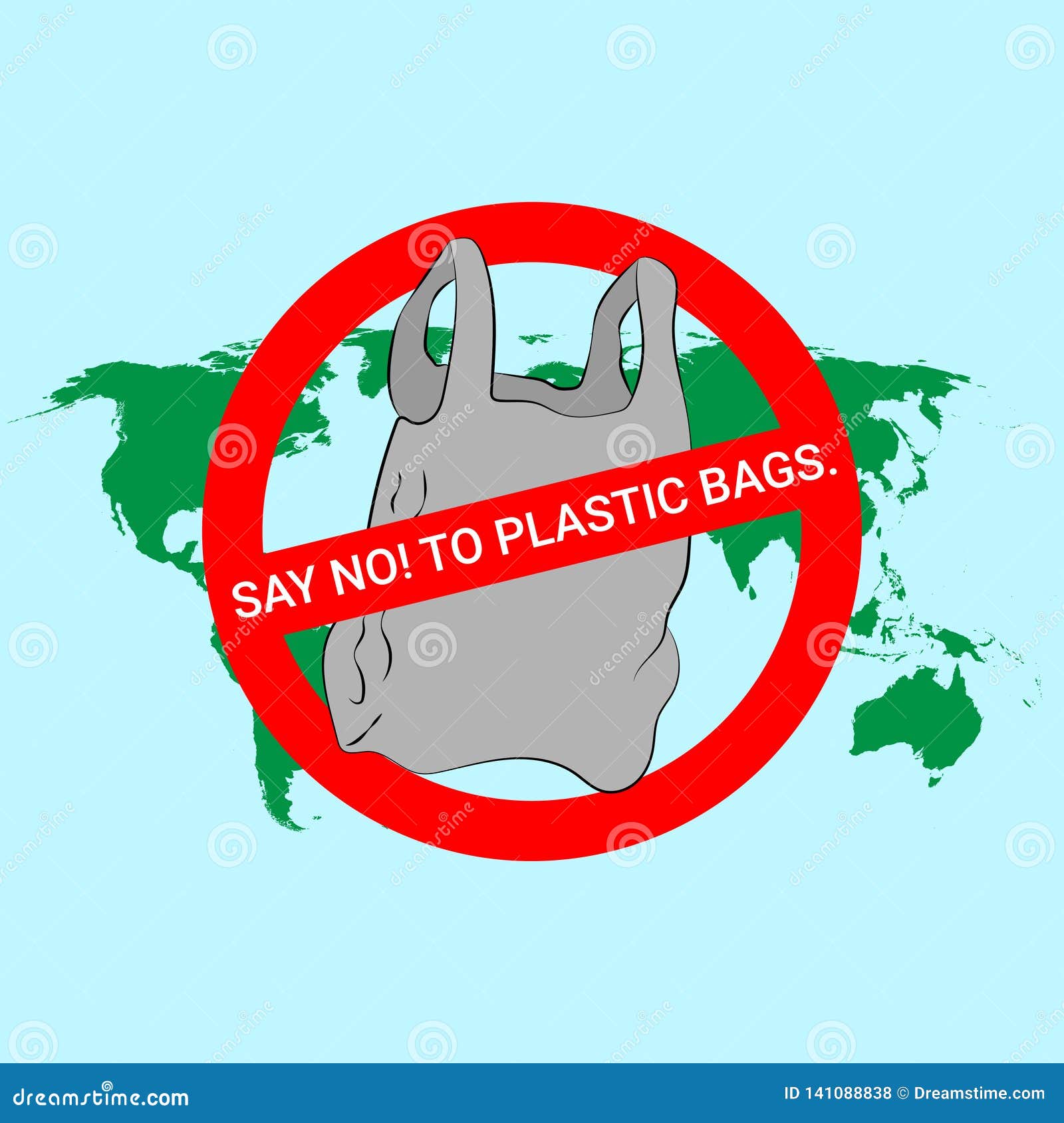 Say No To Plastic Bags Poster Stock Vector Illustration Of Reduce Package 141088838