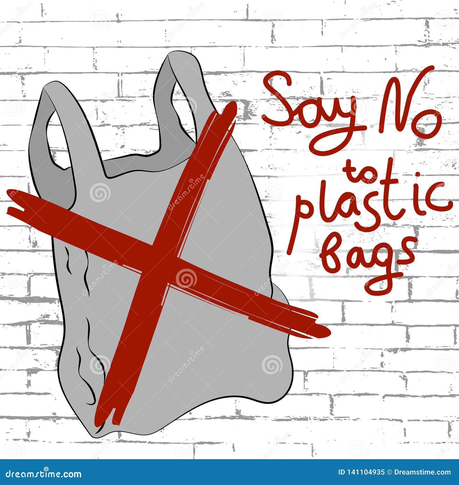 Say No To Plastic Bags Poster Stock Vector Illustration of