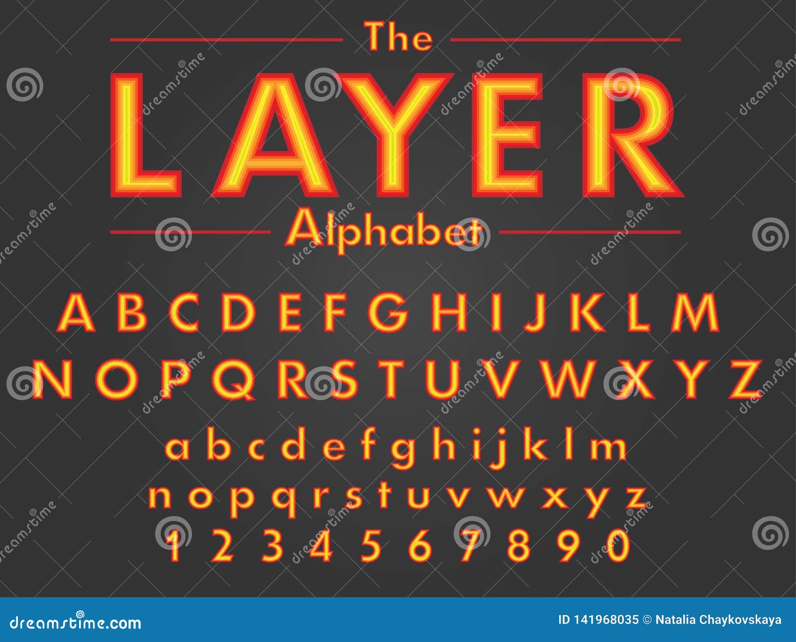 Download Vector Of Colorful Bright Multi-layer Font And Alphabet ...
