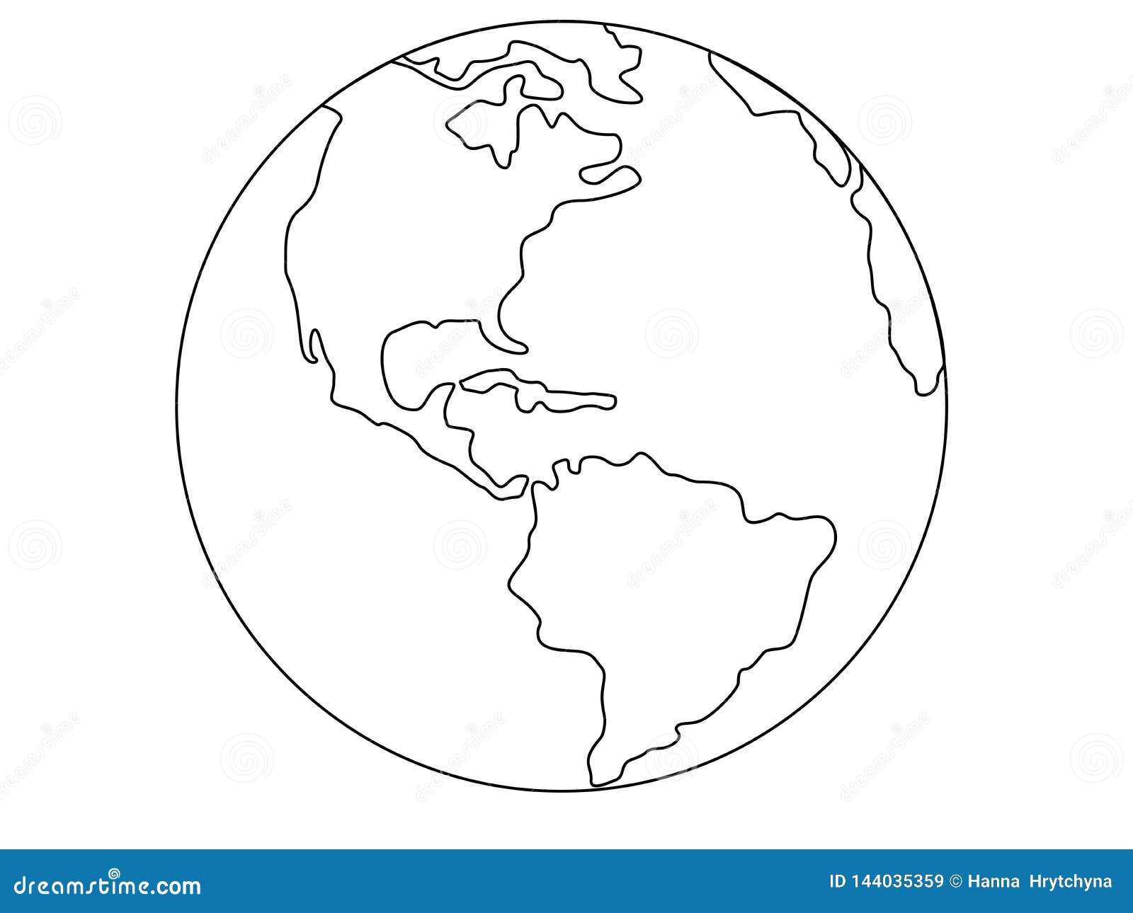 planet earth, globe  linear picture. outline. north and south america. central america. the atlantic ocean and the pacific o