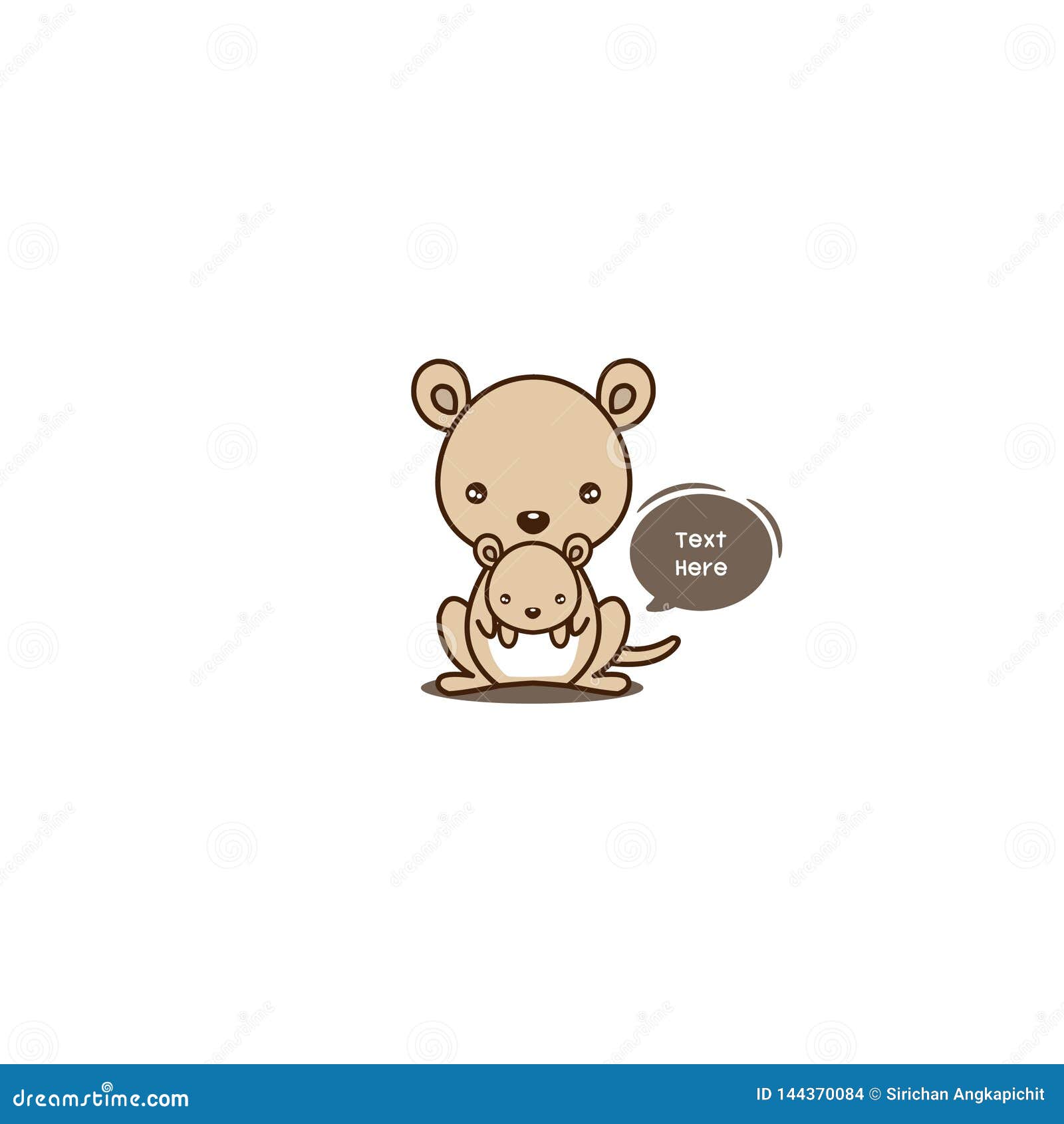 Kangaroo and Baby. Cute Animal Cartoon Stock Vector - Illustration of  little, drawing: 144370084