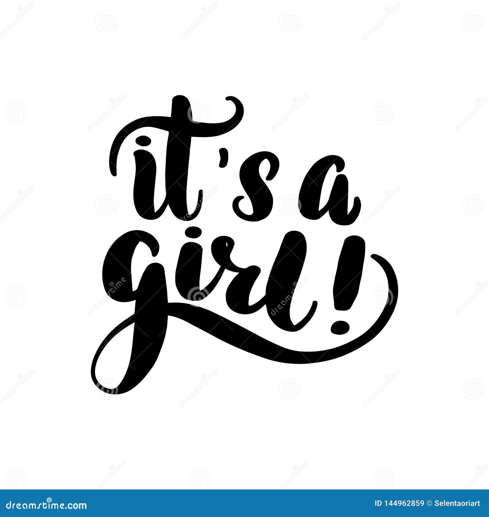 Lettering it`s a girl stock vector. Illustration of drawn - 144962859