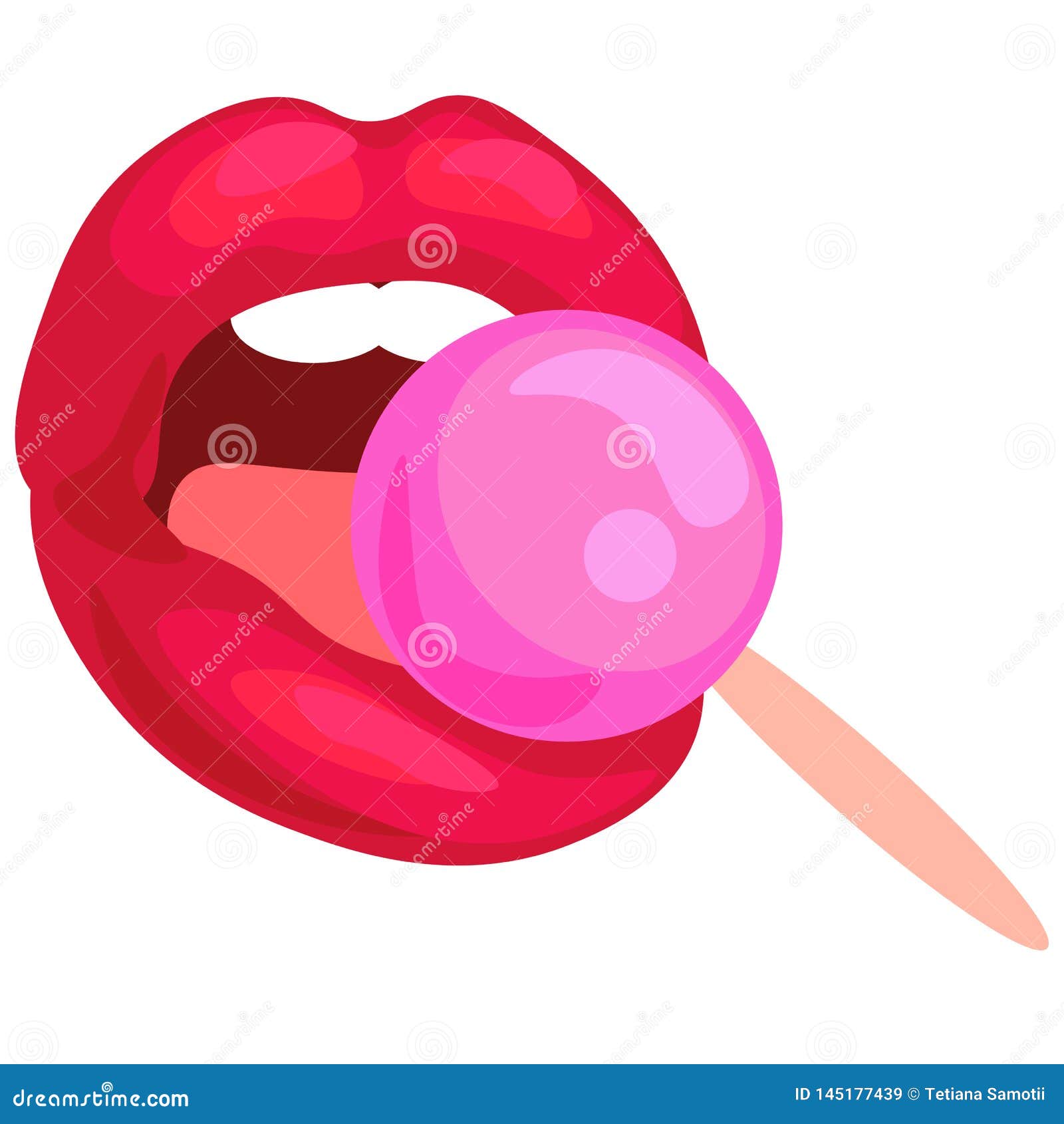  Female Shiny Lips With Crystal Round Red Lollipop Realistic