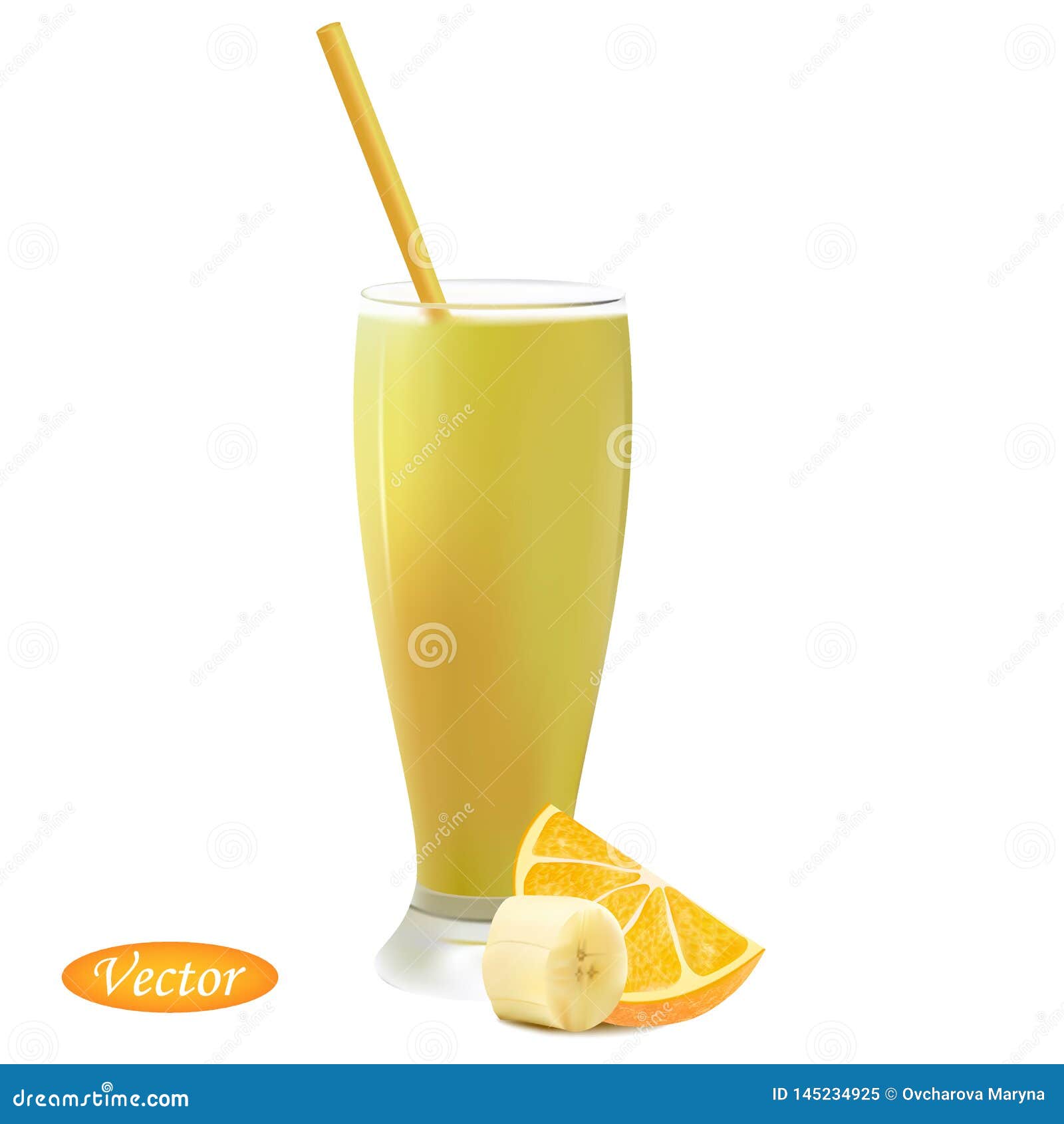 Realistic Banana Orange Cocktail Stock Vector Illustration of baners