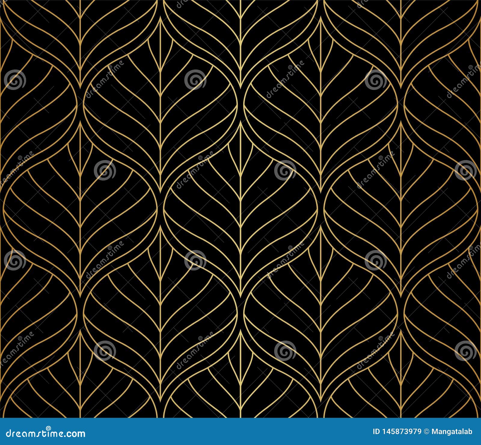 Geometric Leaves Vector Seamless Pattern. Abstract Vector Texture. Leaf