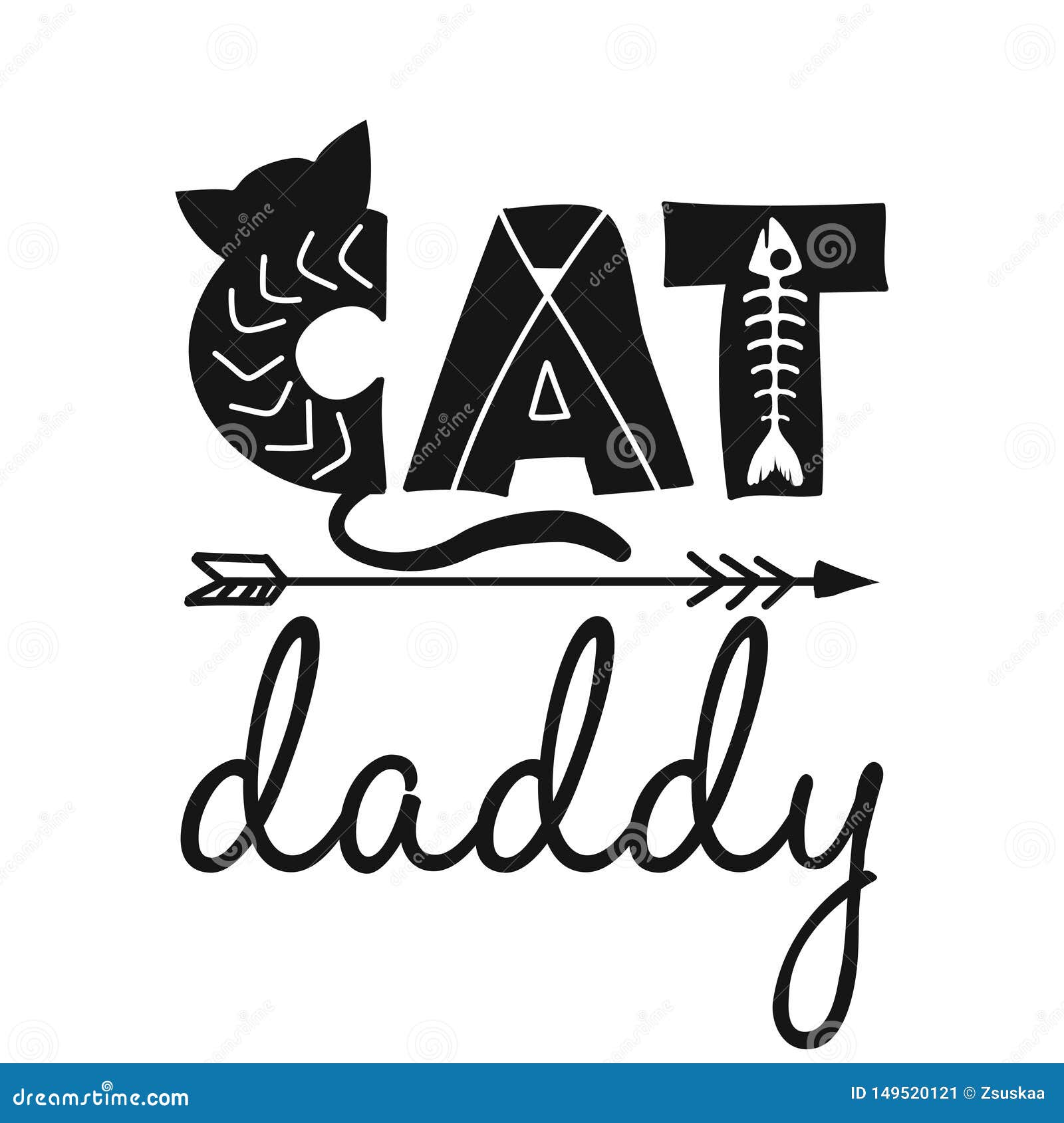 Download Cat Daddy - Funny Quote Design. Stock Vector - Illustration of illustration, handwritten: 149520121