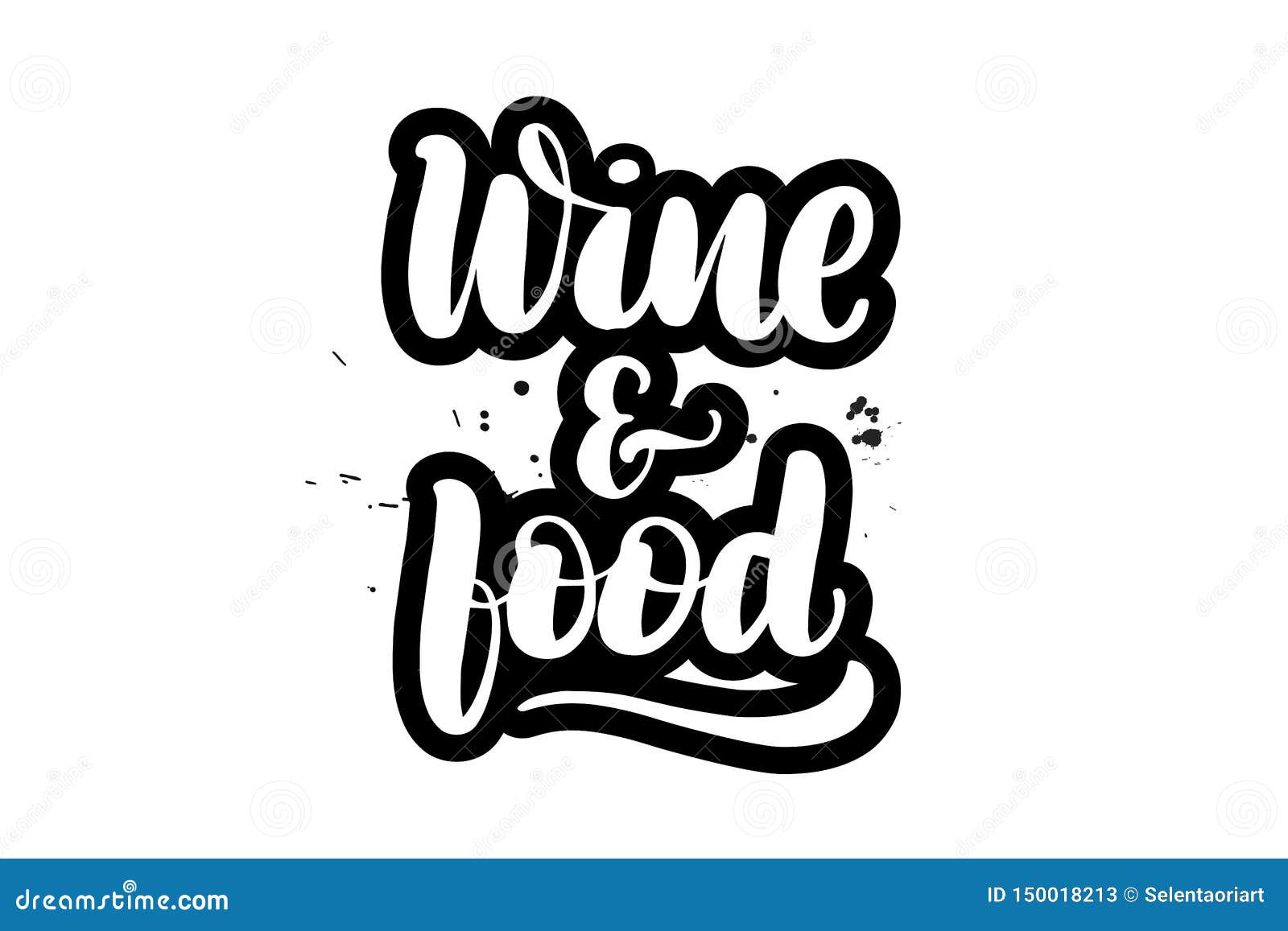 Lettering wine and food stock vector. Illustration of brush 150018213