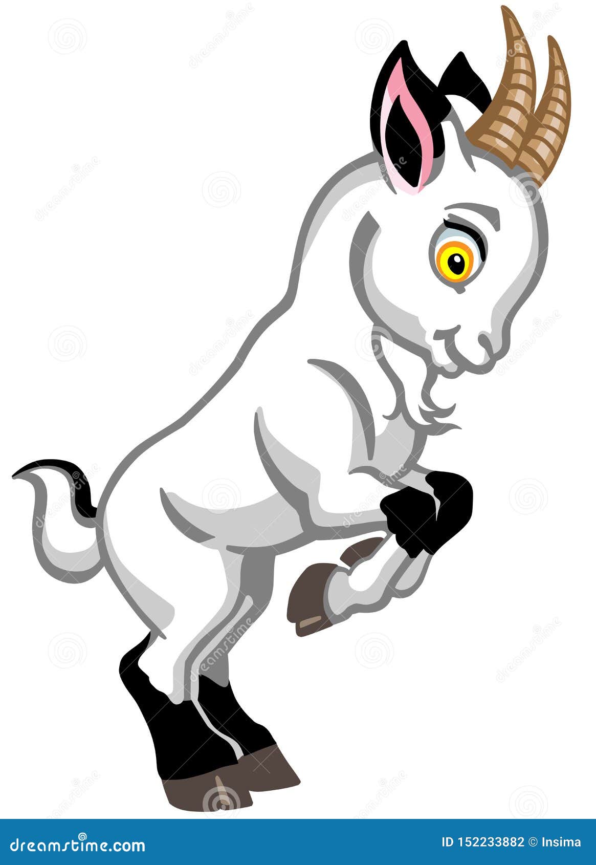 Playing Cartoon White Baby Goat Stock Vector - Illustration of smile ...