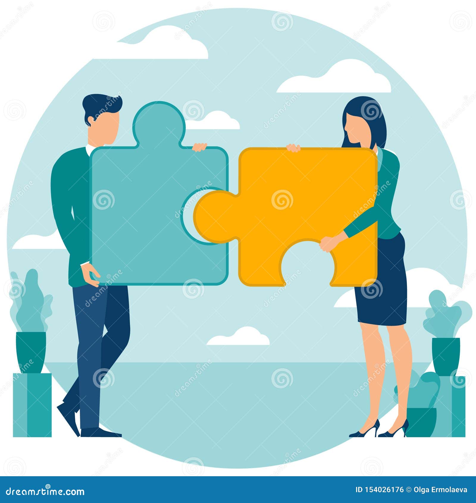 People are solving puzzle stock vector. Illustration of brainstorming ...