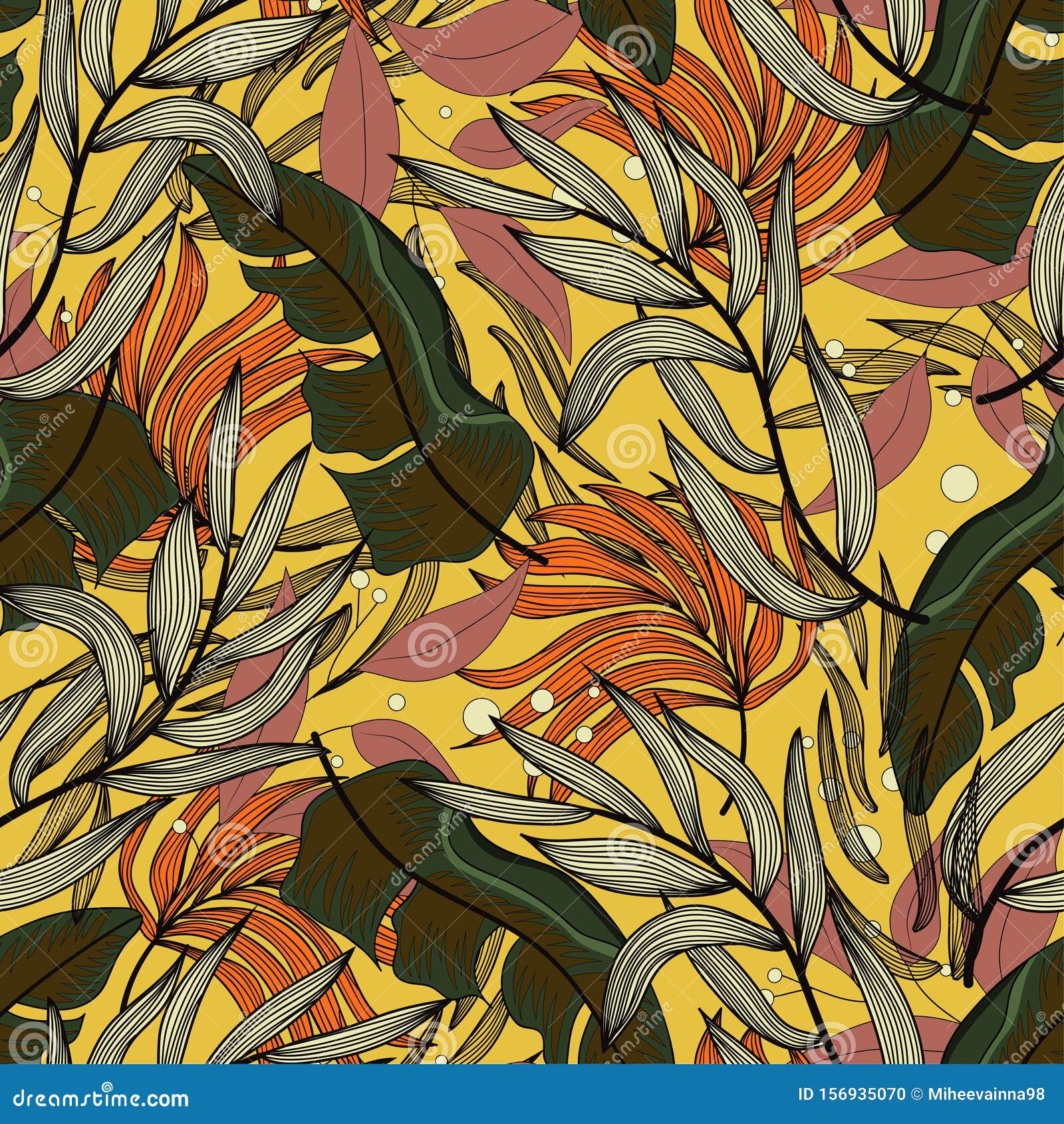 jungle leaf seamless  floral pattern background.  trendy summer hawaii print.   . jungle print. floral