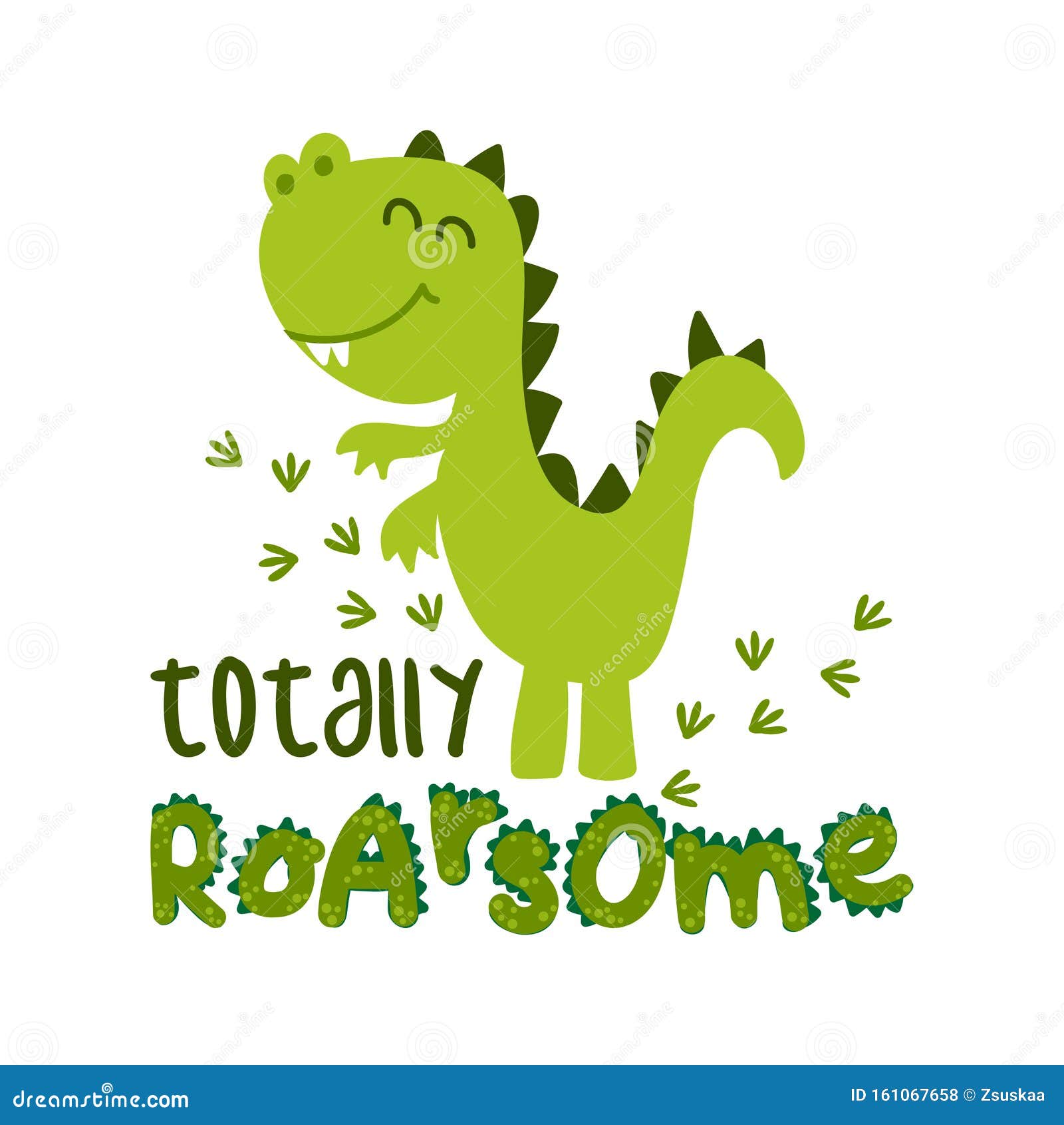 Cute cartoon dinosaur i am roarsome Royalty Free Vector