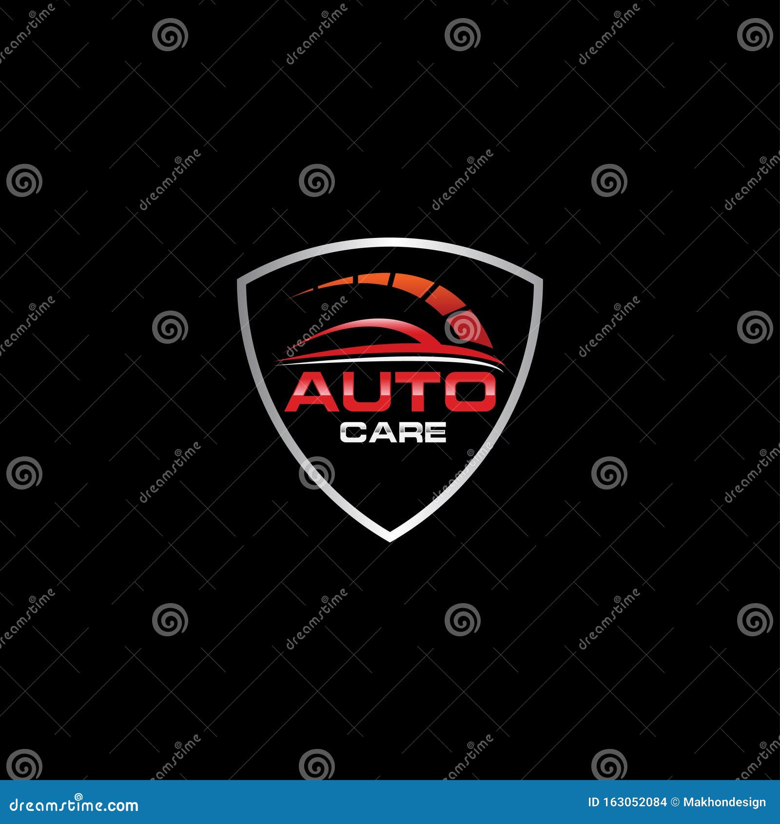 Auto Car Logo Template Vector Icon Silver And Red Colors, Stock Vector