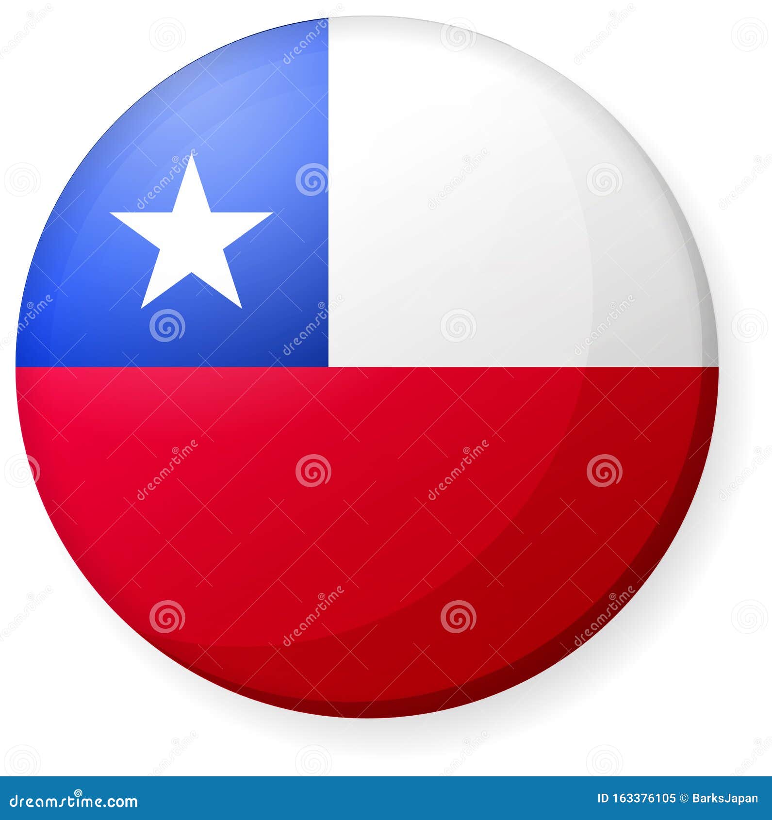 Circular Country Flag Icon Illustration / Chile Stock Vector