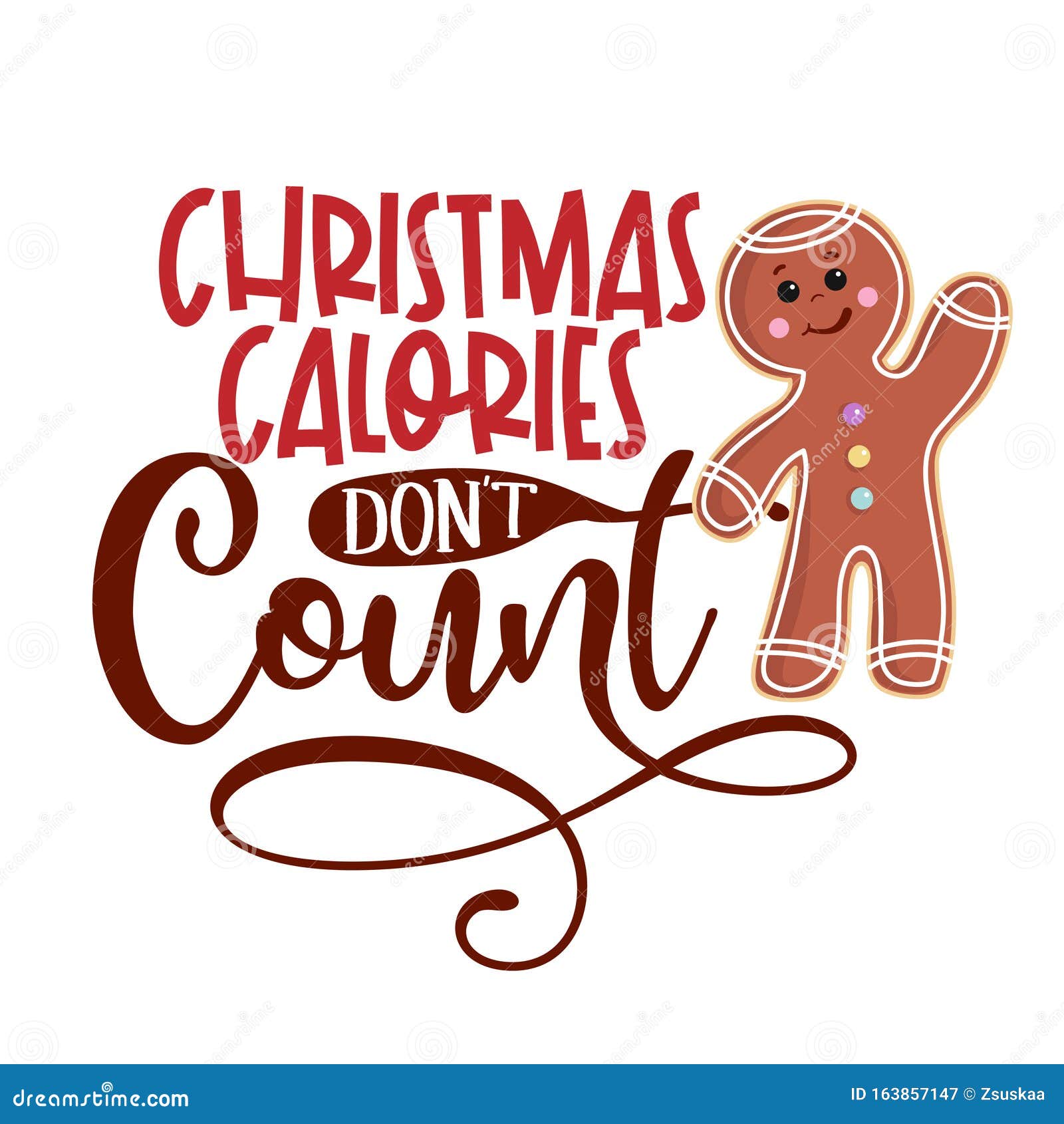 Download Christmas Calories Don`t Count - Hand Drawn Vector ...