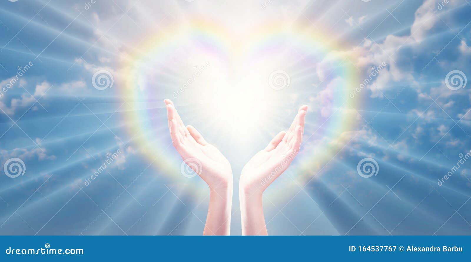 magical love healing universal energy, rainbow heart hands