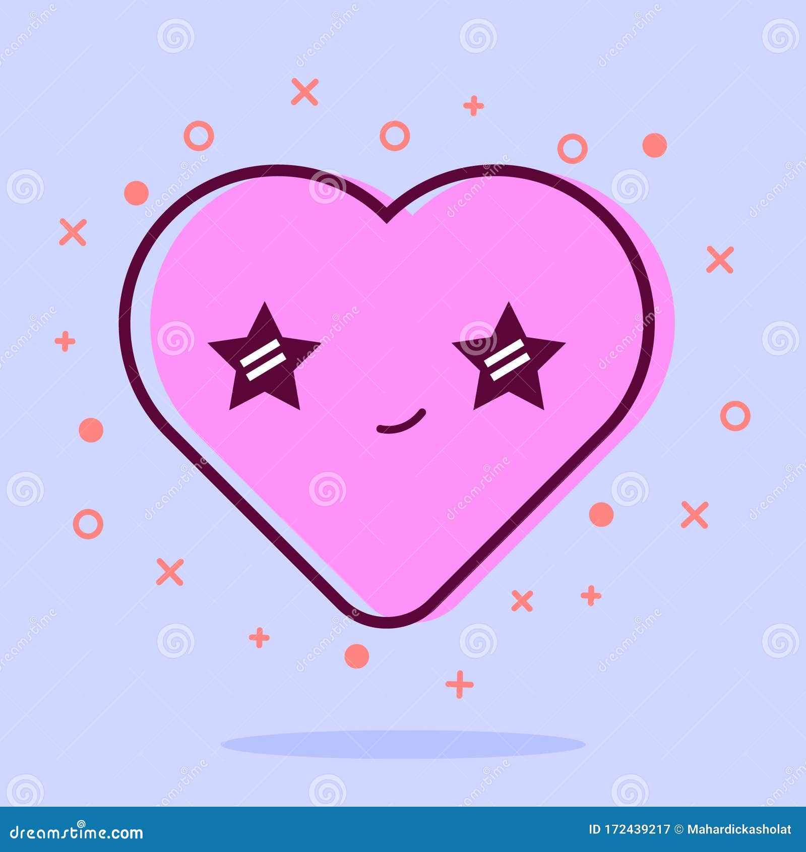 Heart Cartoon. Cute Love Logo Vector. Kawaii Design. Doodle Style  Illustration Symbol of Love Stock Vector - Illustration of cheerful,  creative: 172439217