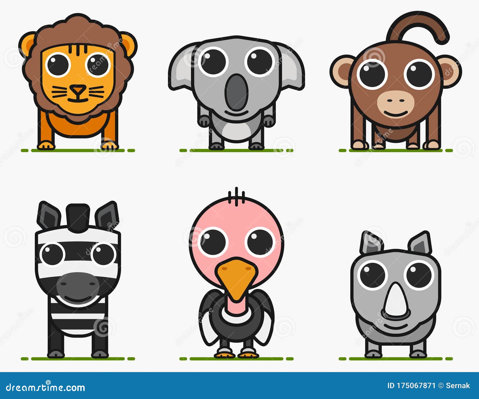 Vector Cartoon Wild Animals Series 2 Stock Illustration - Illustration