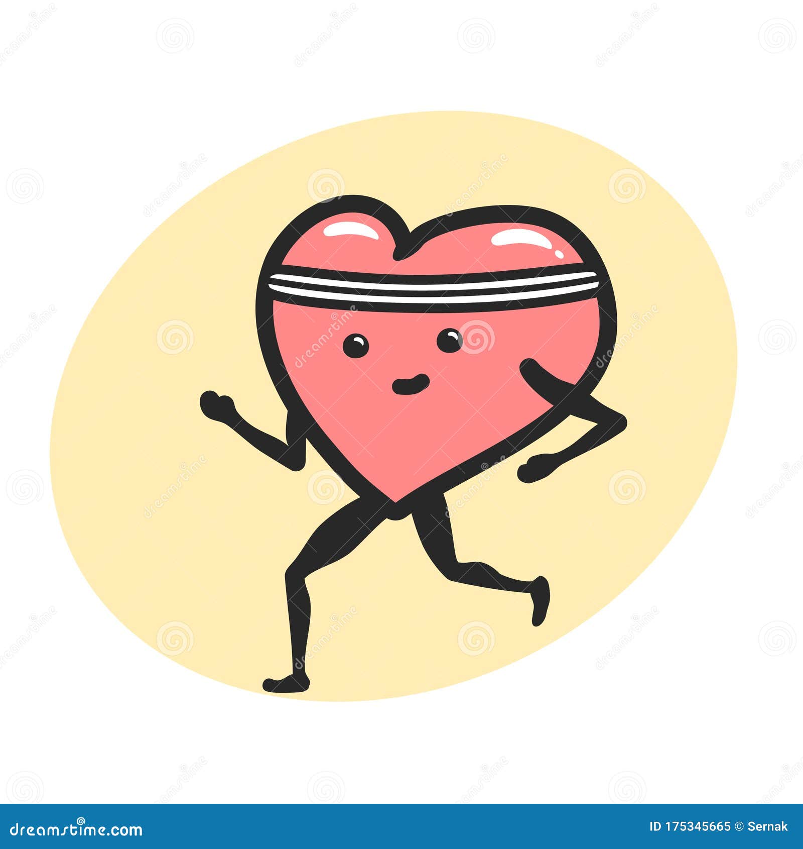 Vector Cartoon Heart Character Running Stock Vector Illustration of