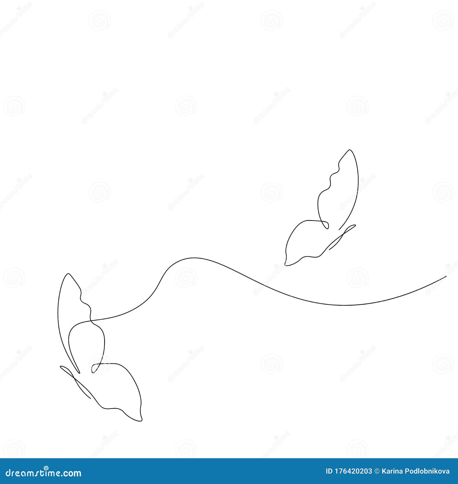 Butterfly Fly Line Drawing Vector Illustration Stock Vector