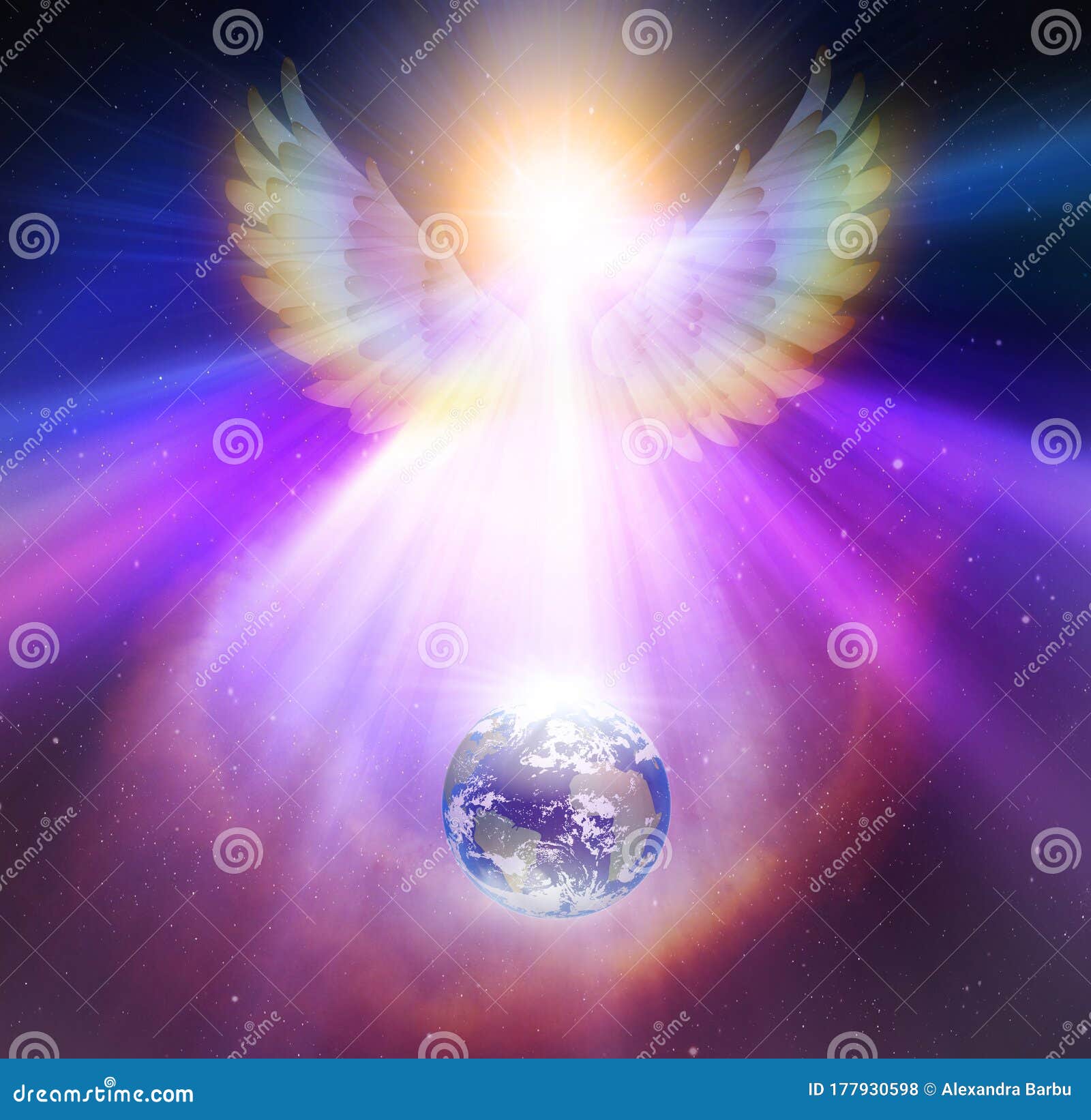 angel touch, divine intervention, synchronicity, giving blessings, watching over earth planet in space, orbit, earth healing