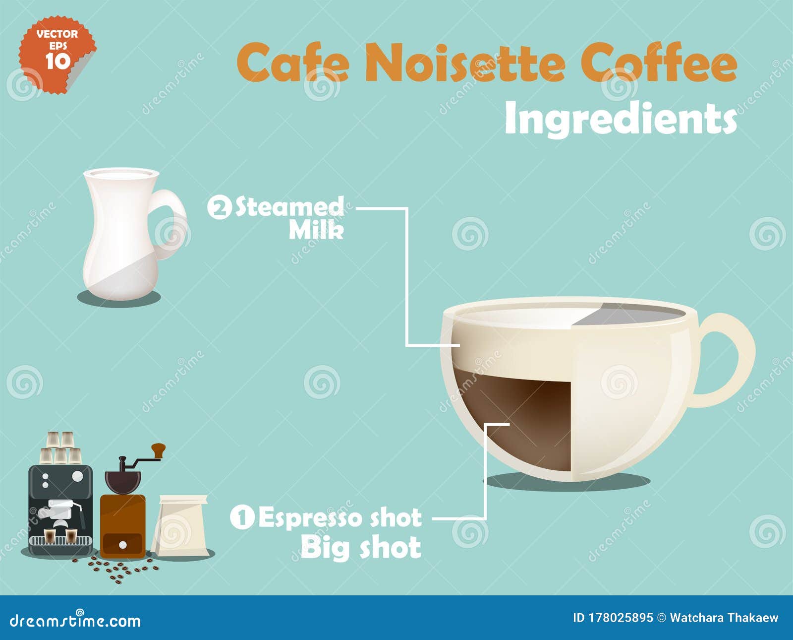 Cafe Noisette Coffee Recipes Stock Illustration - Illustration of coffee,  espresso: 178025895