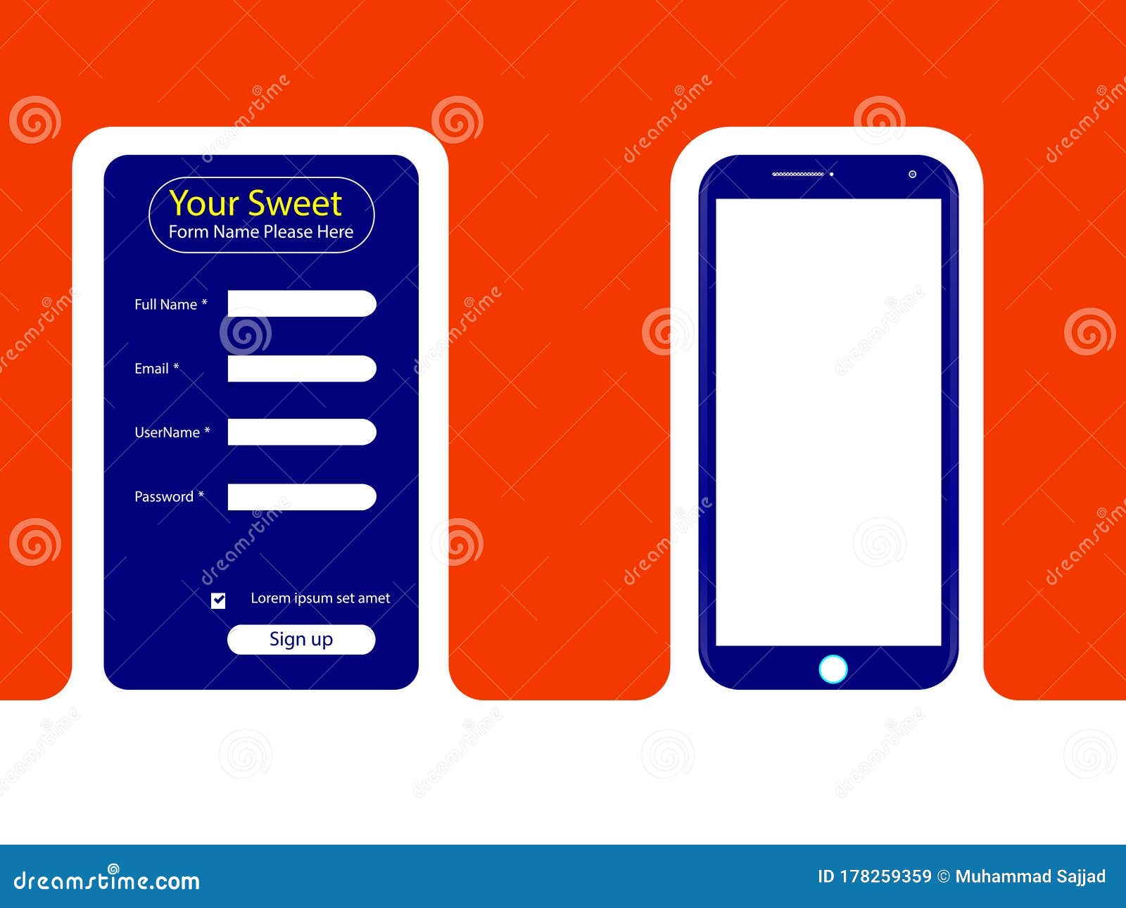 Vector Signup and Sign in Form Page Icon with Mobile Phone Stock Vector ...