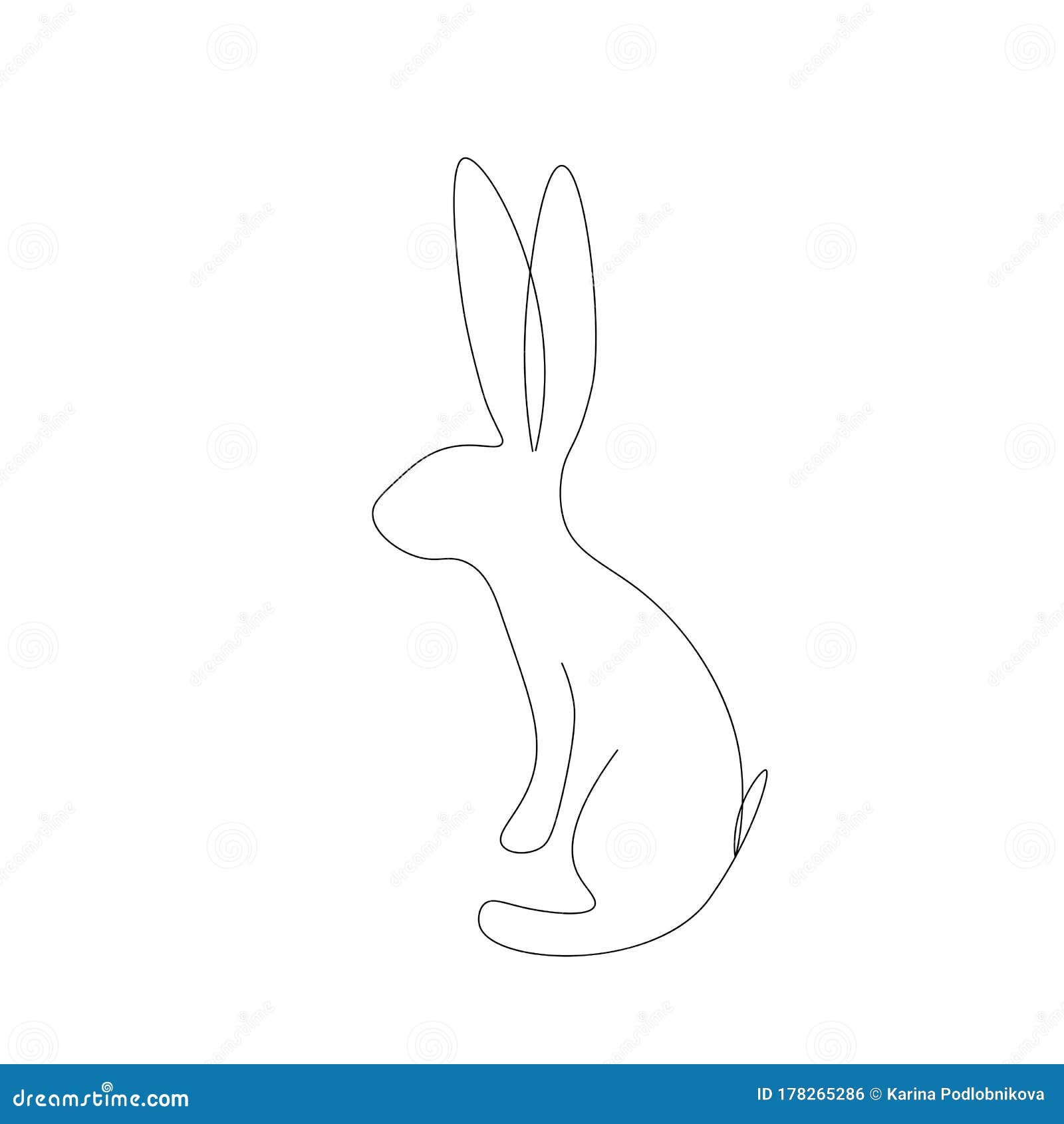 Easter Bunny Line Drawing. Vector Stock Vector - Illustration of
