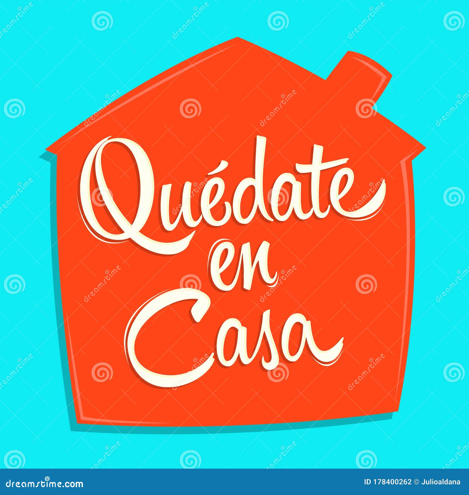 quedate en casa, stay at home spanish text  .