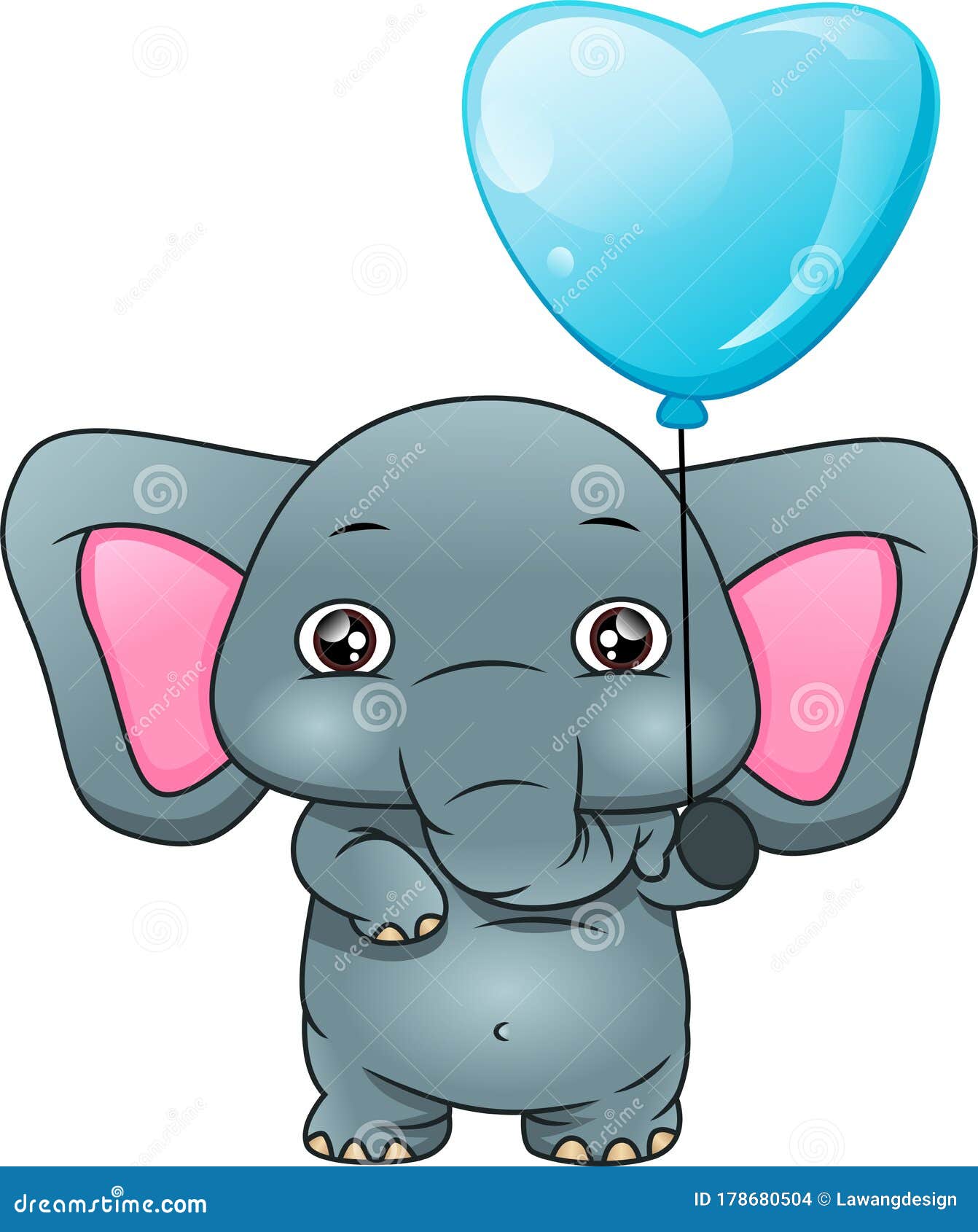 Cute Elephant Holding a Balloon Stock Vector Illustration of cheerful