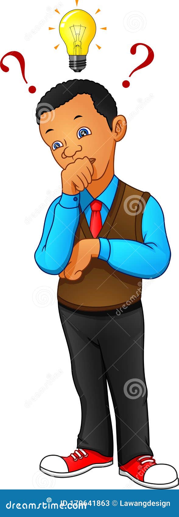 Young man thinking vector stock vector. Illustration of idea - 179641863
