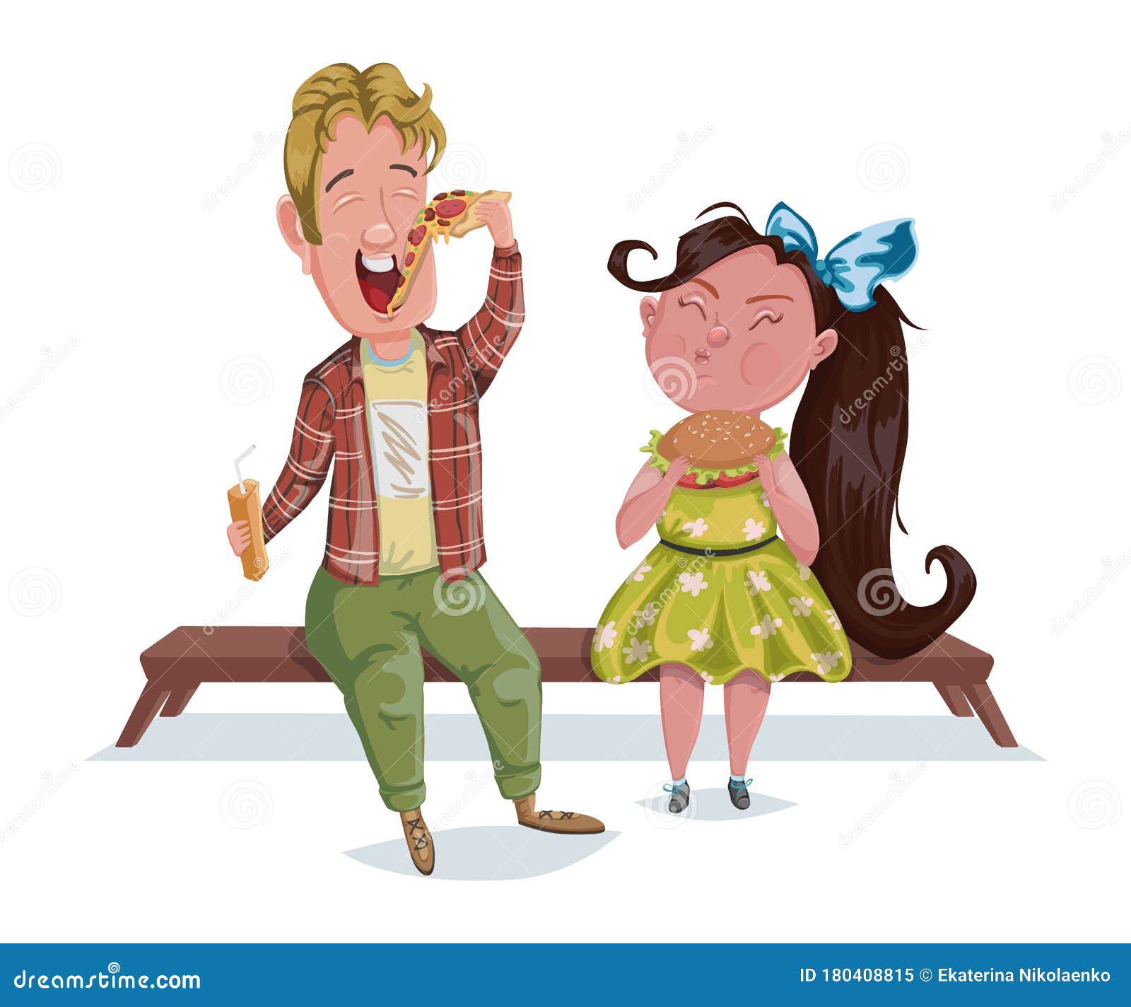Little Boy and Girl Eating Pizza and Burger. Kids Enjoying Their Favorite Food. Funny Cartoon Characters Stock Vector - Illustration of design, friends: 180408815 Little Boy and Girl Eating Pizza and Burger. Kids Enjoying Their Favorite Food. Funny Cartoon Characters Stock Vector - Illustration of design, friends: 180408815