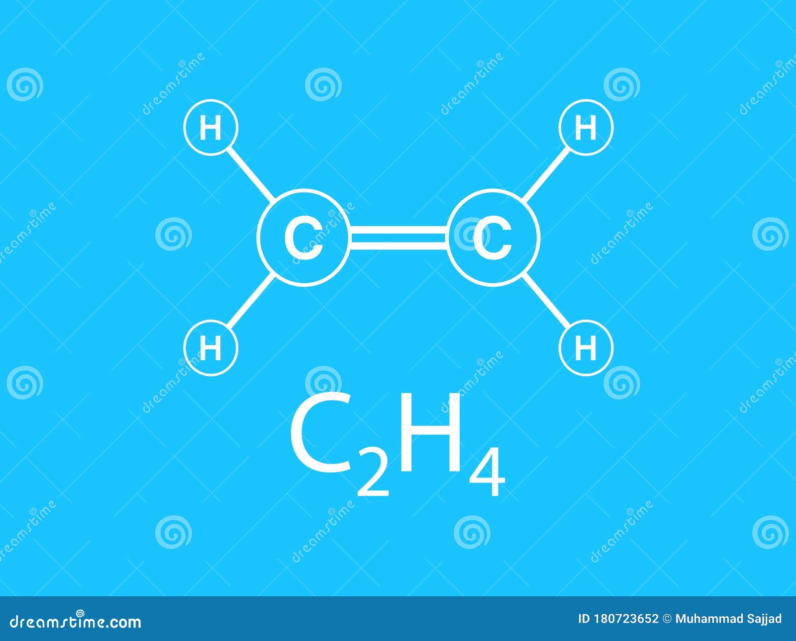Vector Flat Design of Ethylene Chemical Compound Formula C2H4 Stock ...