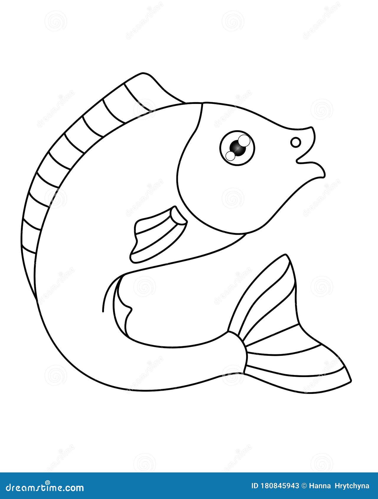 Fish vector illustration template for Coloring book. Drawing