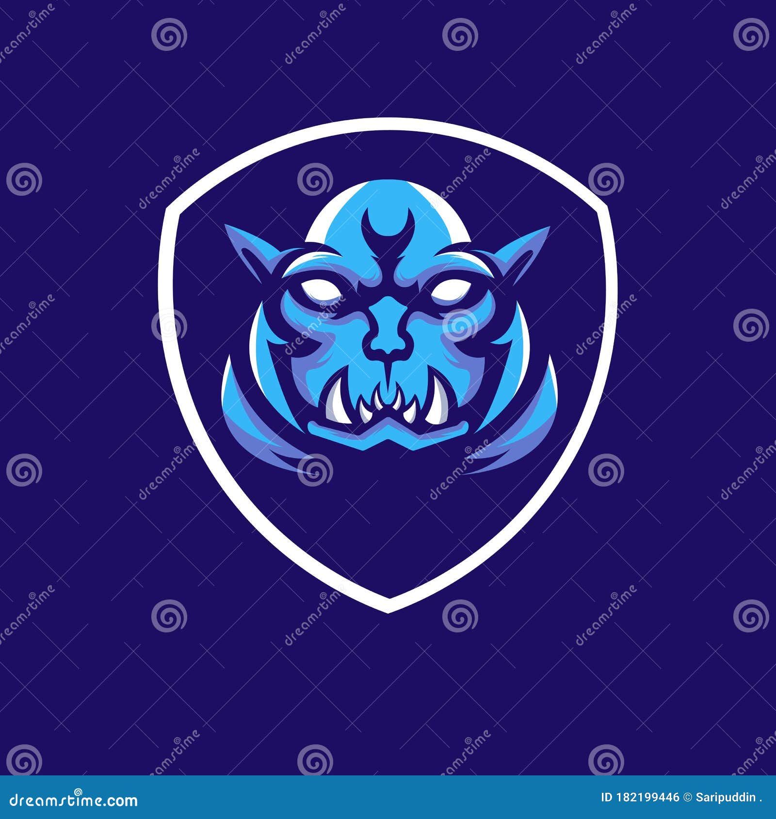 Blue monster mascot stock vector. Illustration of esport - 182199446