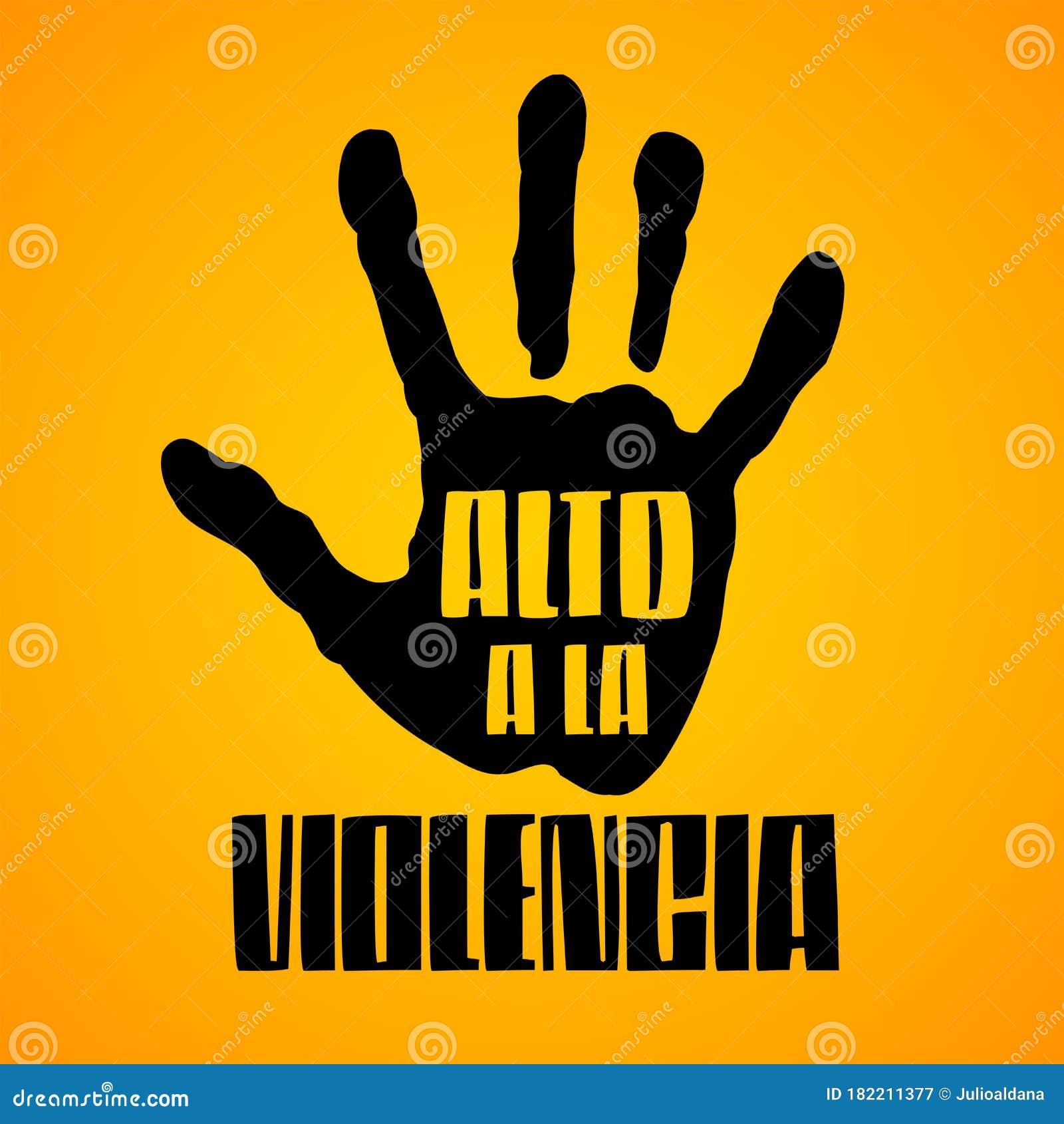 alto a la violencia, stop the violence spanish text, hand  .