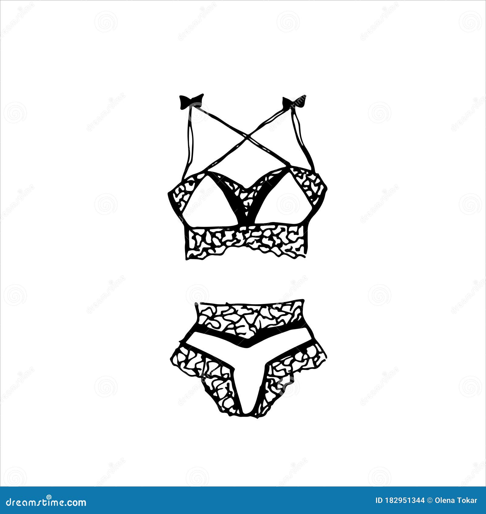 Set of Lace Lingerie Panties and Bra. Stock Illustration Illustration