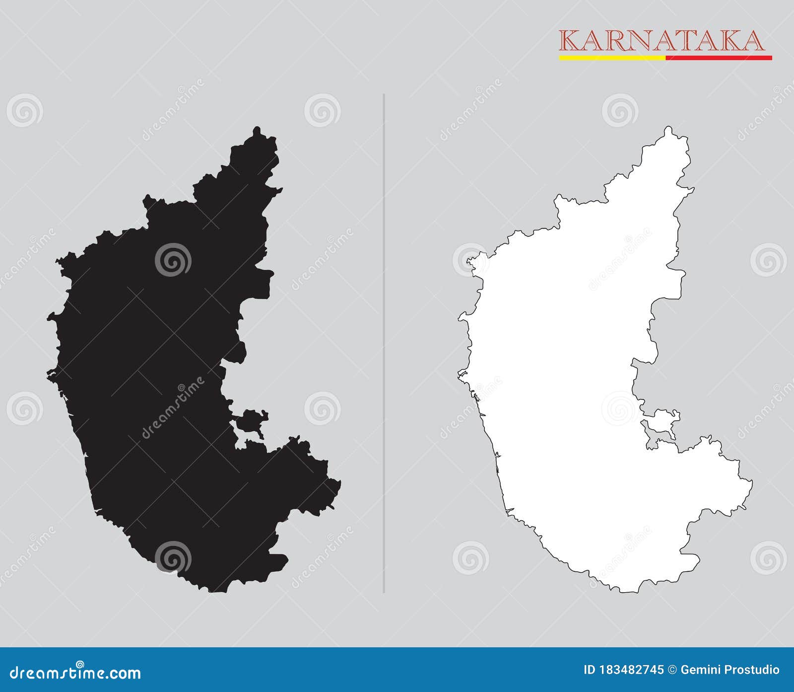 White And Black Map Of Karnataka Vector Illustration Silhouette Design