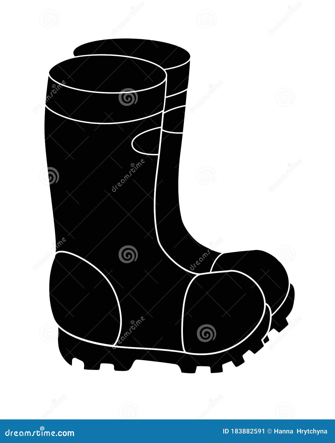 Silhouette of Rubber Boots. Garden Rubber Boots - Vector Black ...