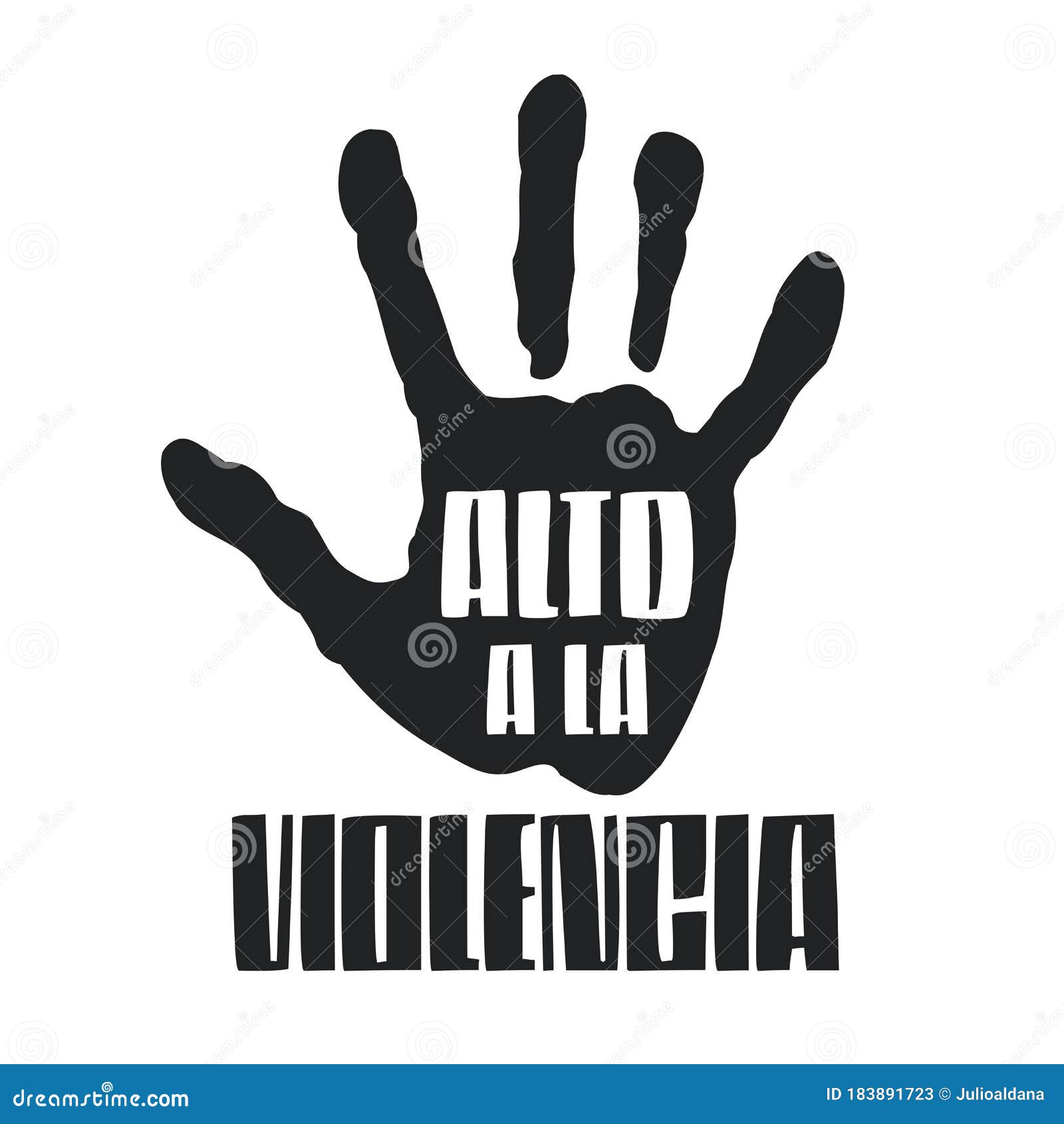 alto a la violencia, stop the violence spanish text, hand  .