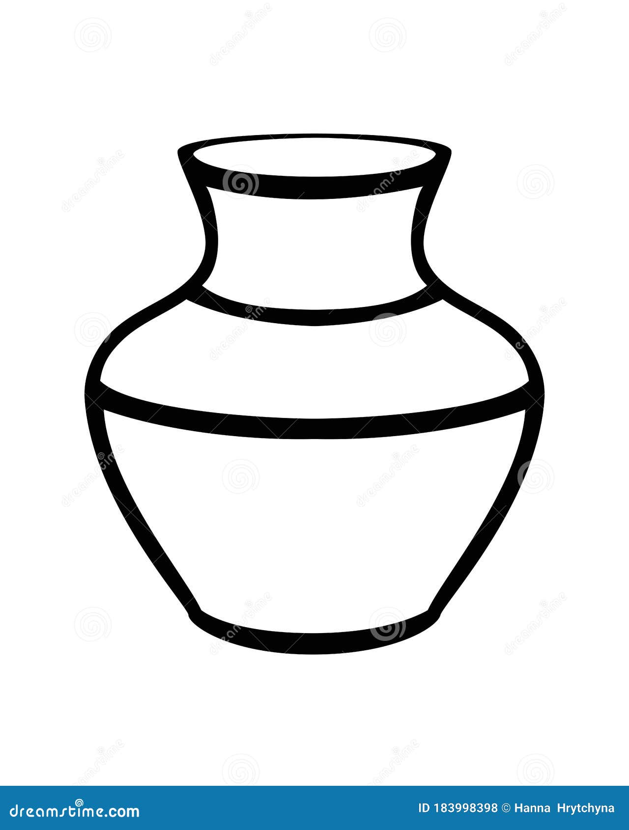 Vase Pottery Folk Product. Vase A Vector Linear Picture For