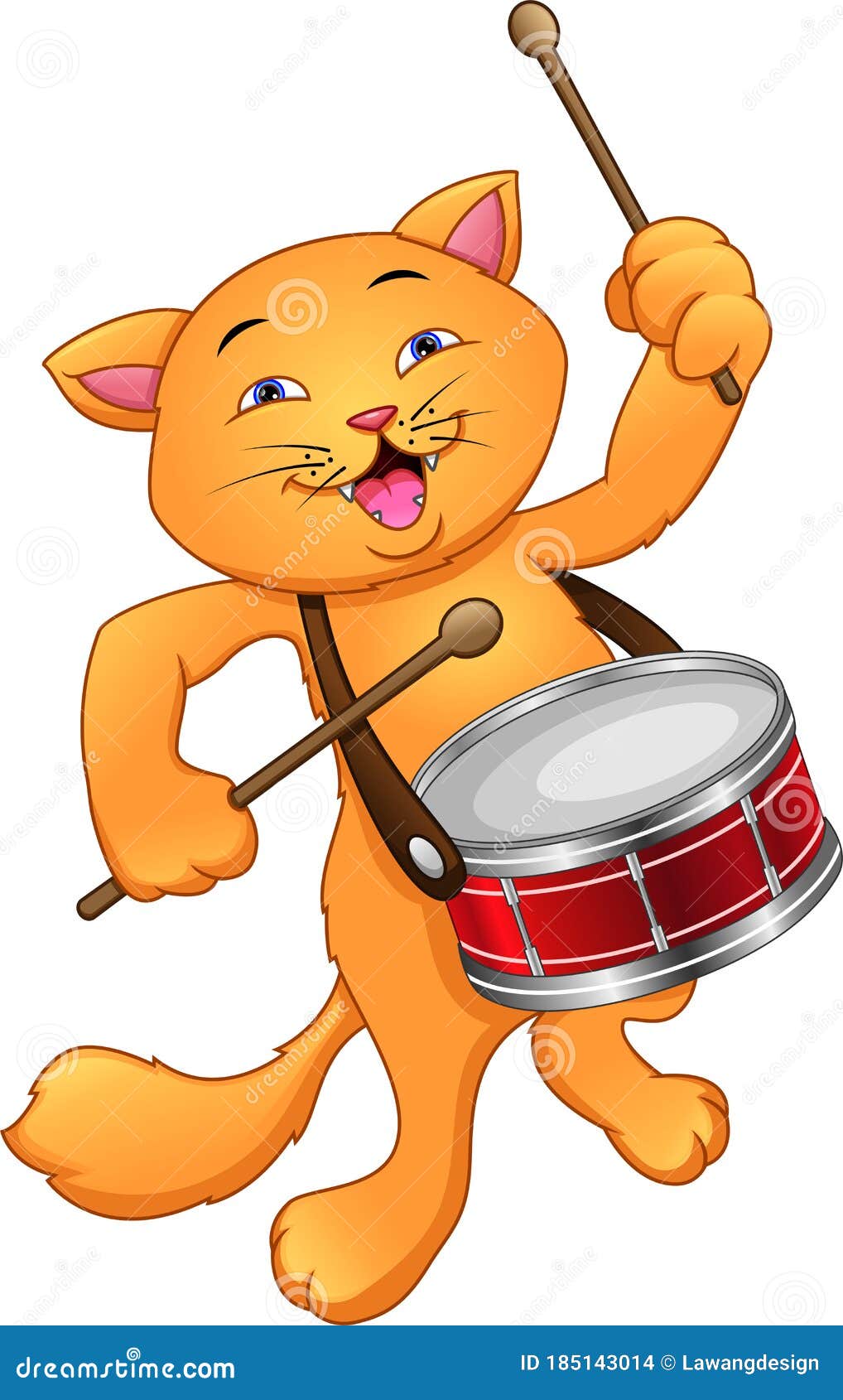 Funny Cat Playing Snare Drum Stock Vector Illustration of kitten, clip 185143014