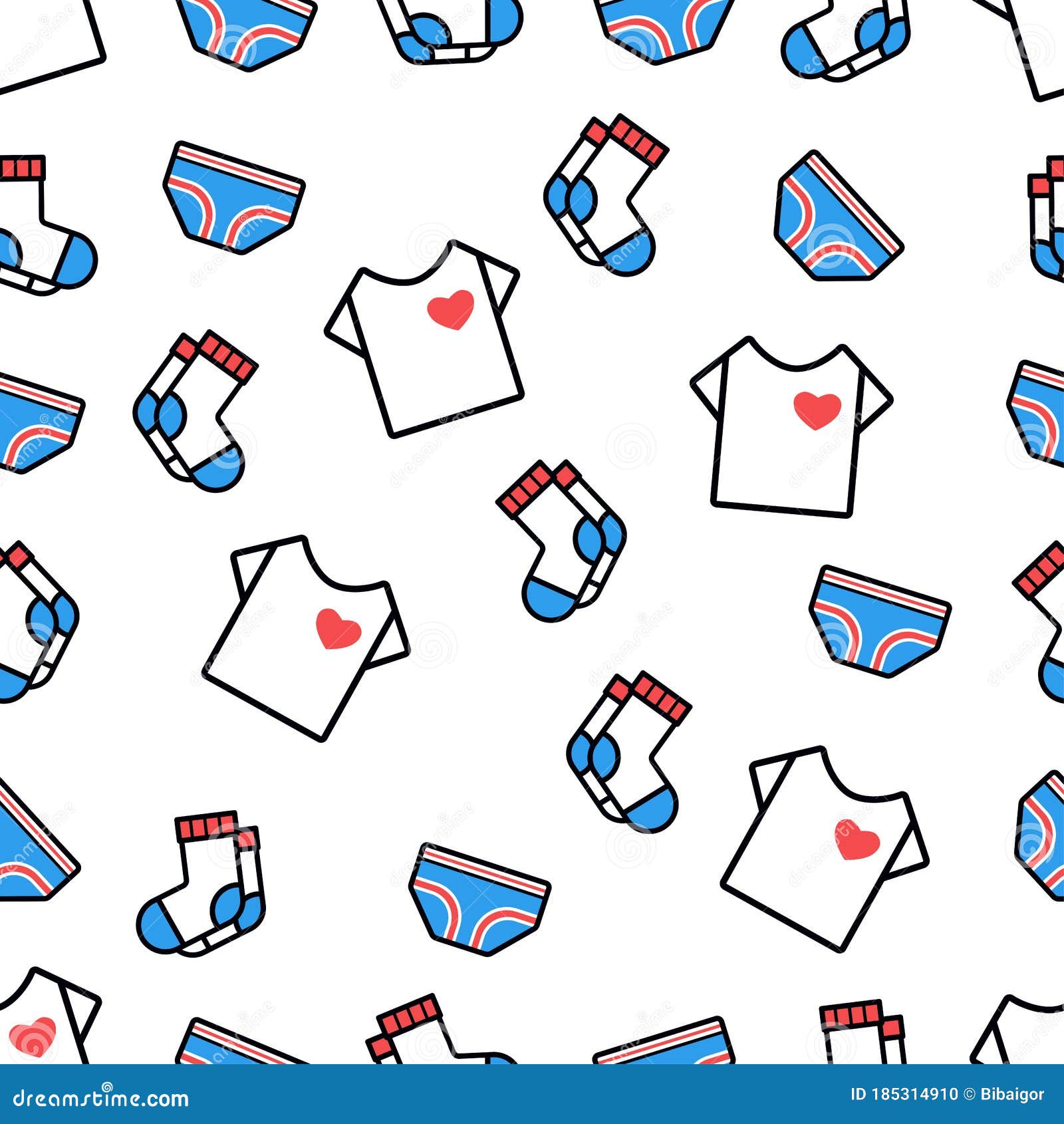 Various Underwear, Socks, Trunks, Tshirt. Minimalistic Icons Stock