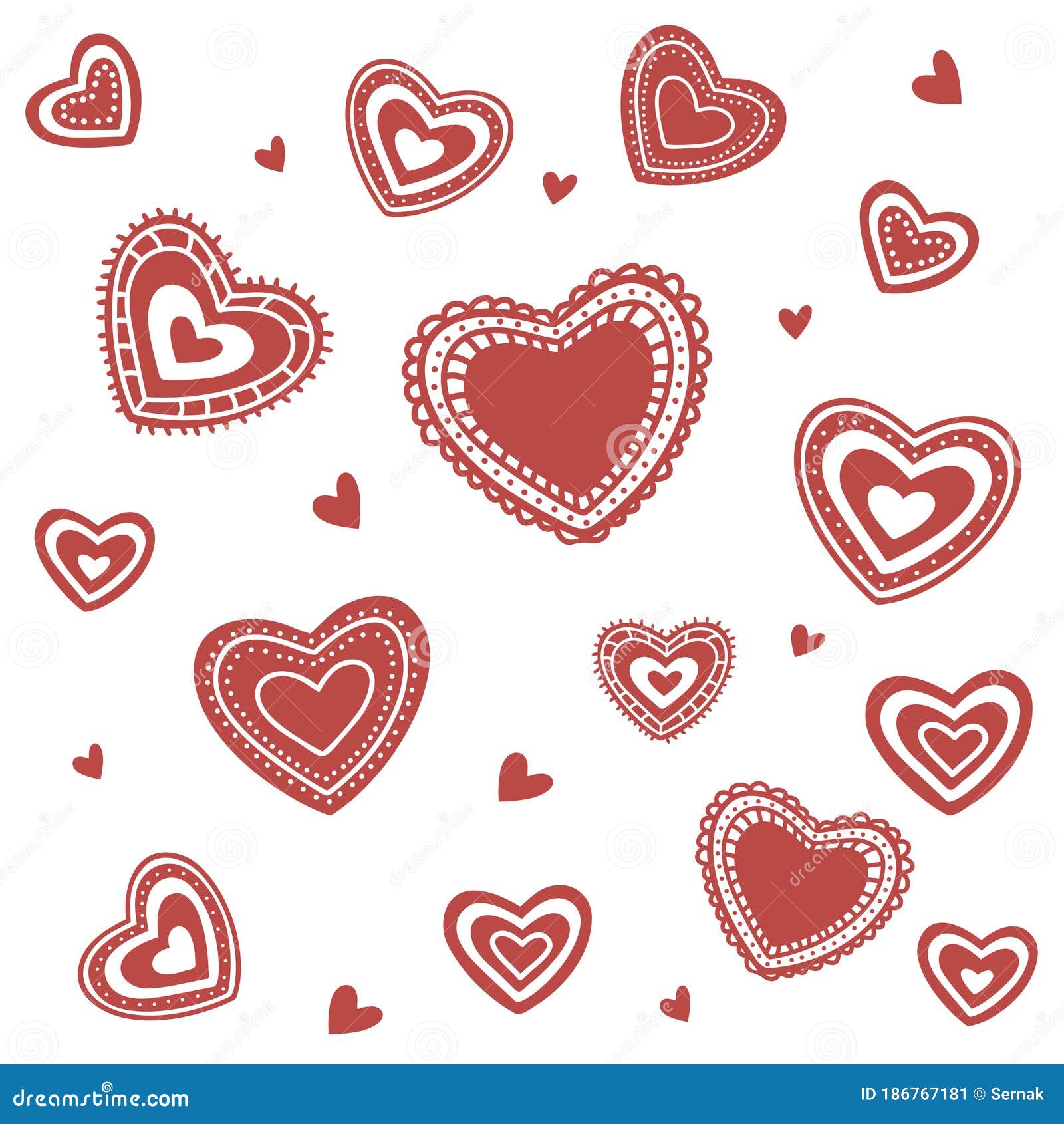 Heart Ornaments Pattern Background. Stock Vector Illustration of