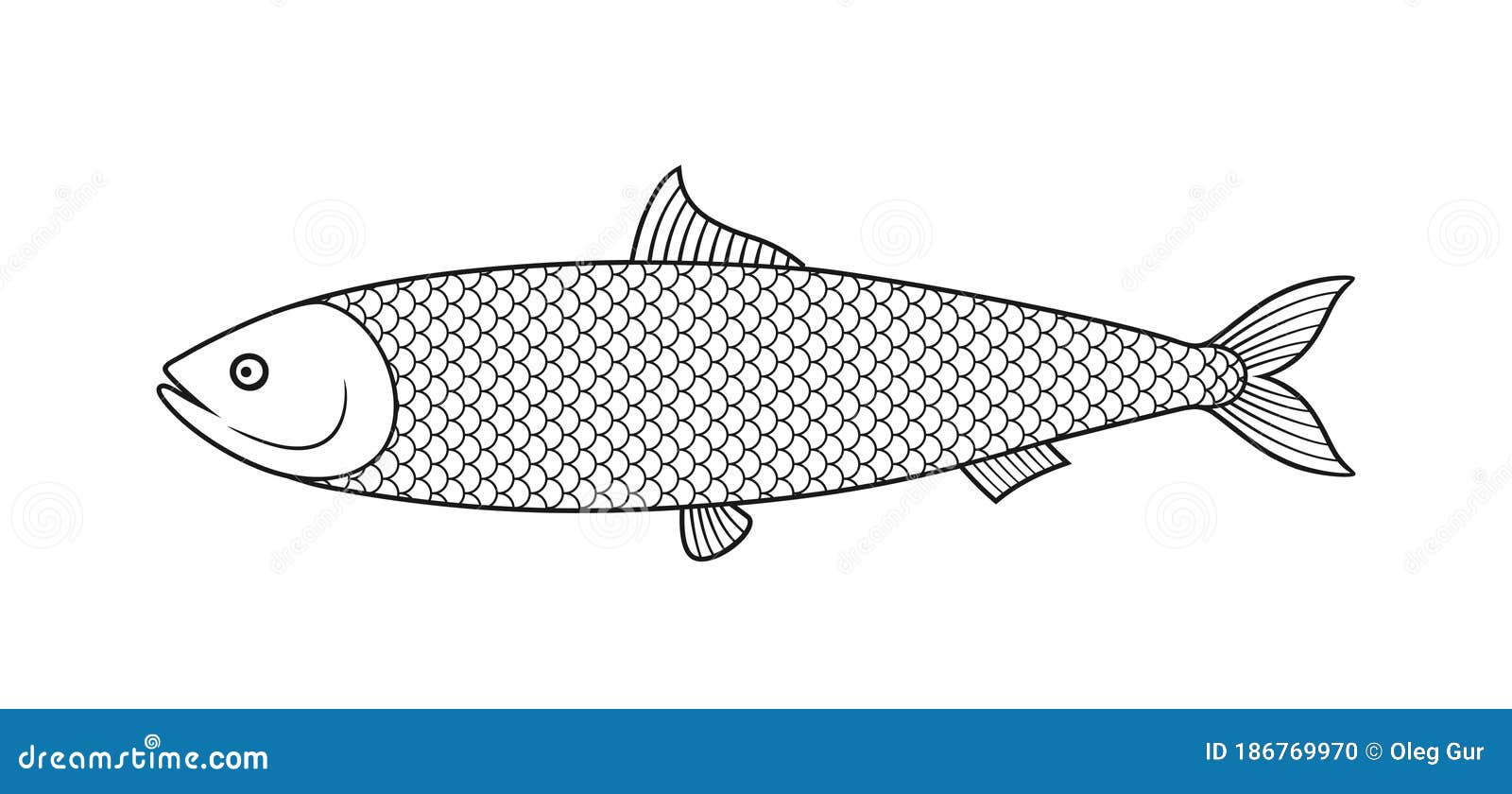 Herring Outline. Isolated Herring on White Background Stock Vector